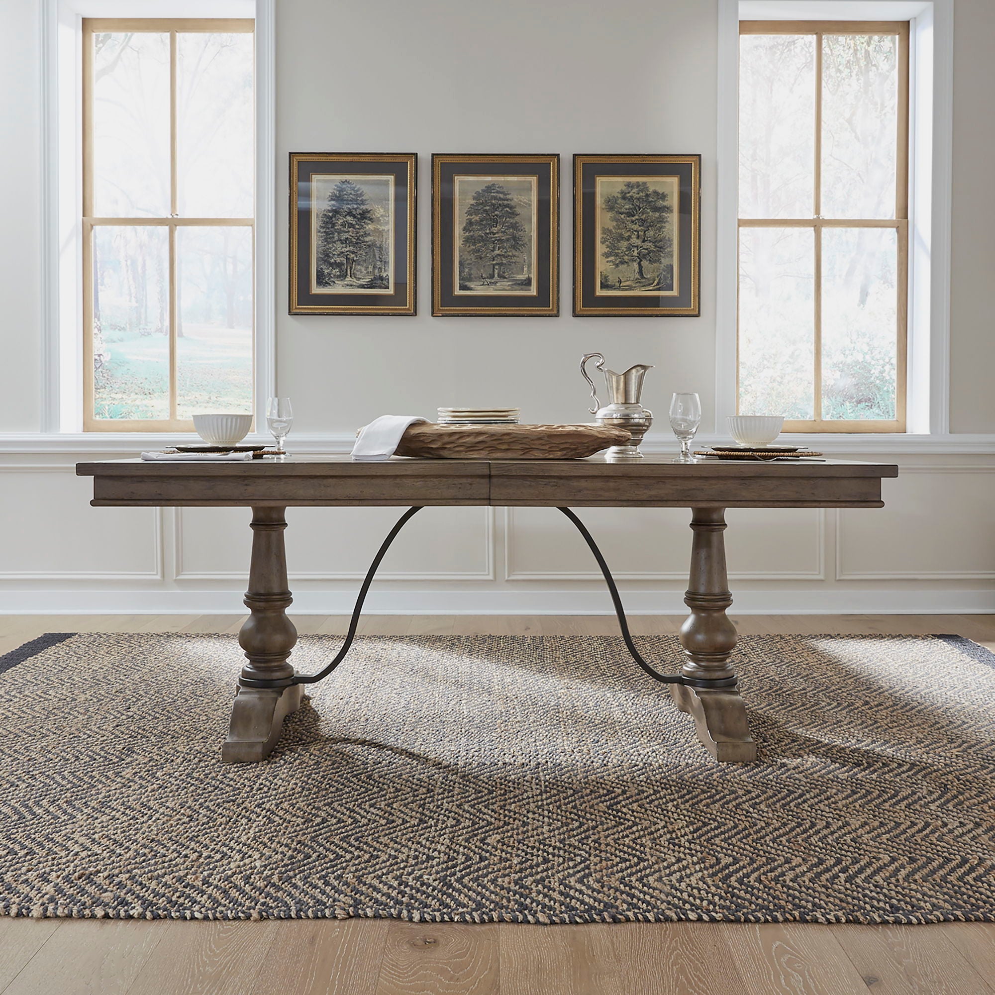 Americana Farmhouse - Trestle Table - Light Brown