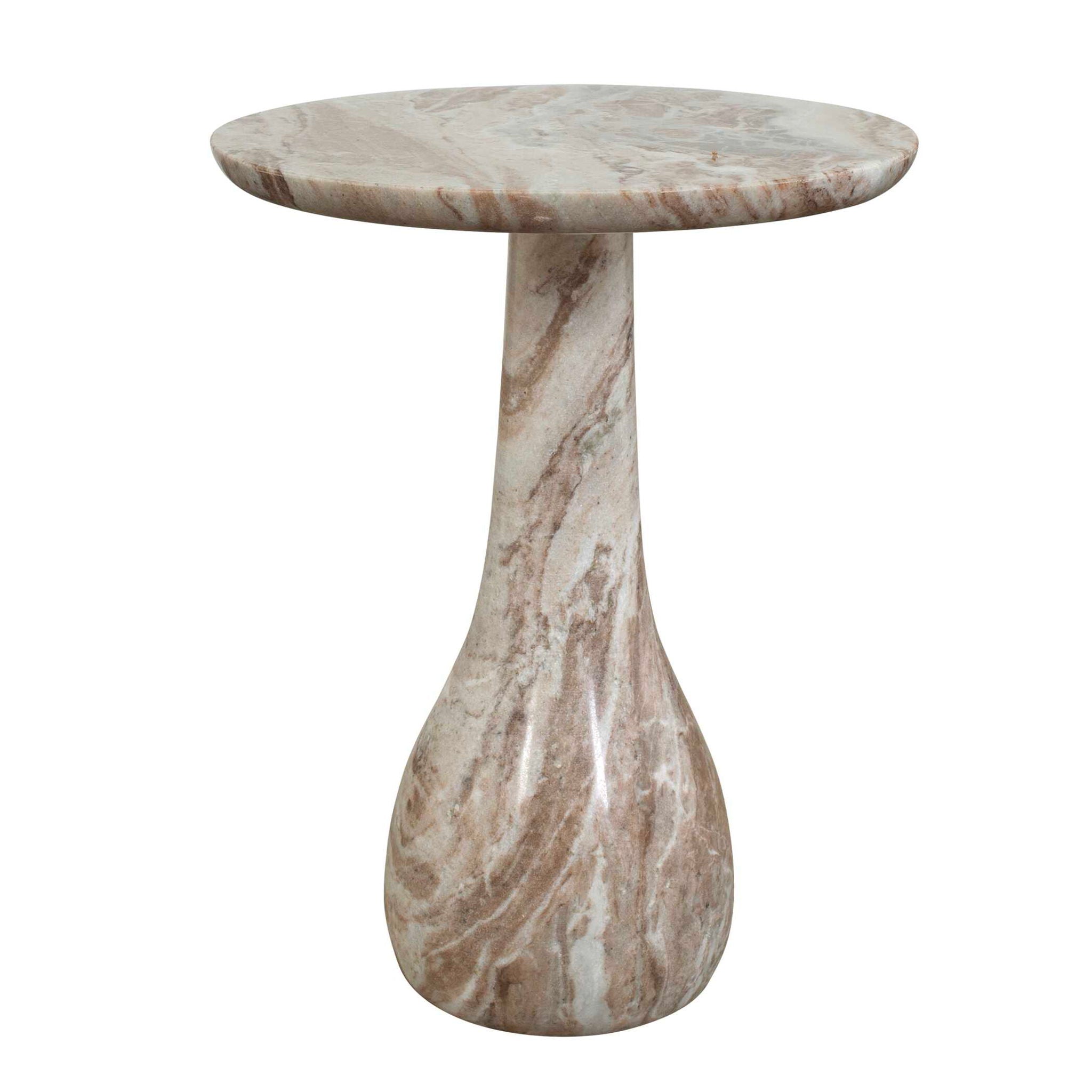 Shura - Indoor-Outdoor Marble Accent Table - Brown / White