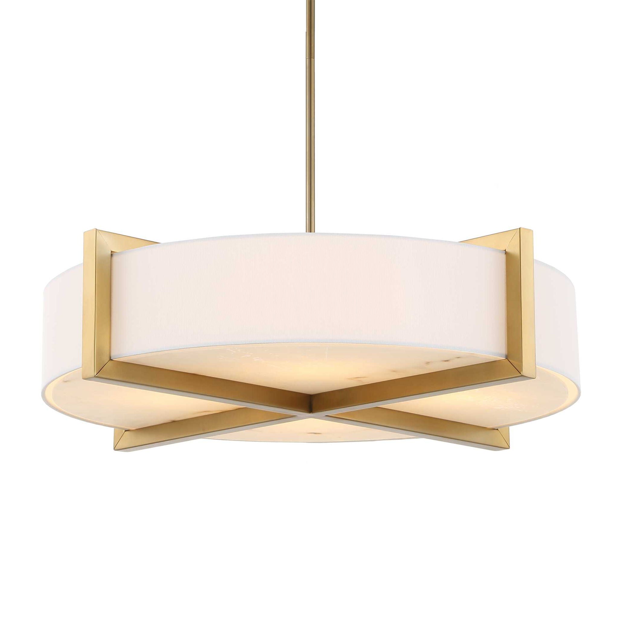 Cresson - 4 Light Drum Pendant - White / Gold