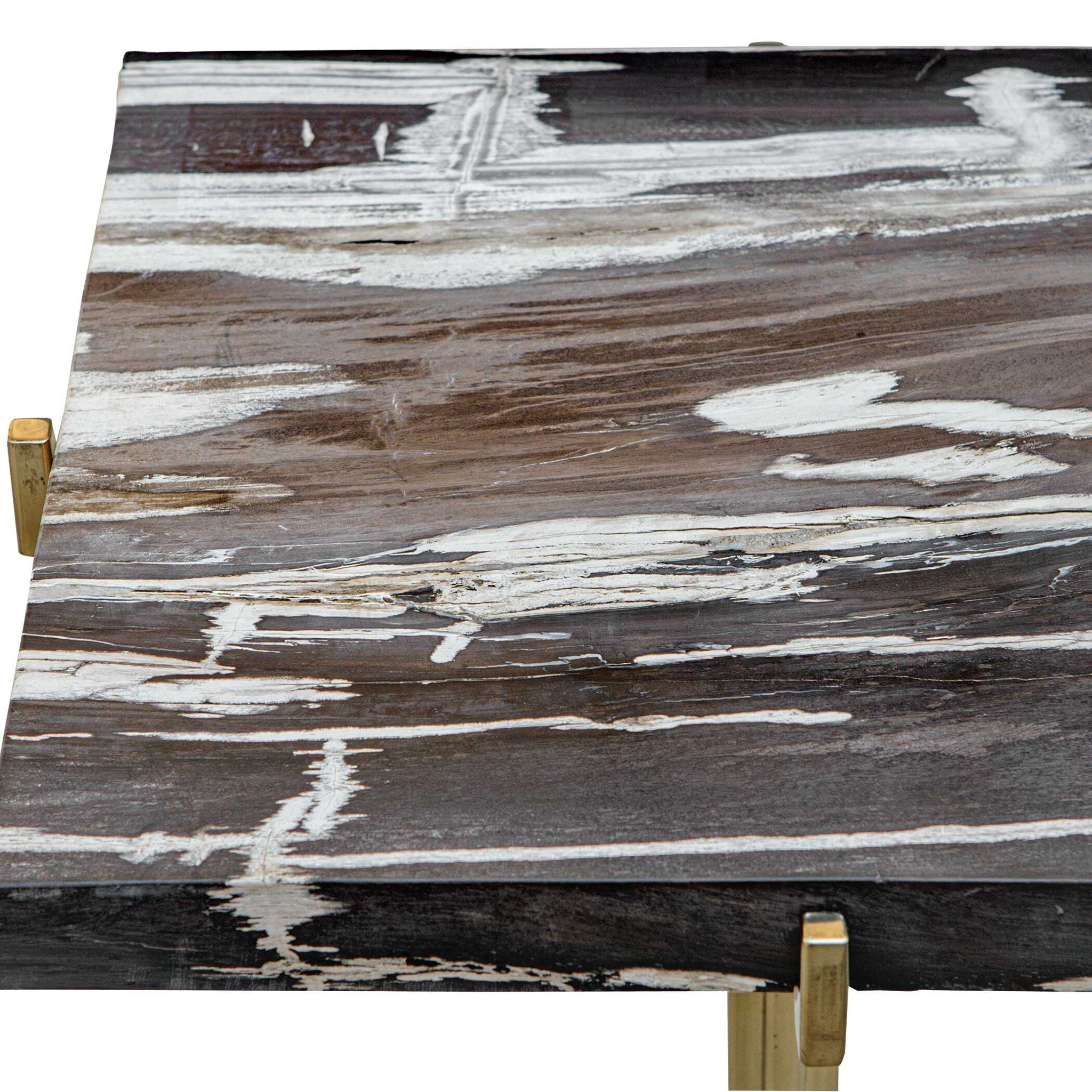 Rowman - Petrified Wood Accent Table - Bronze