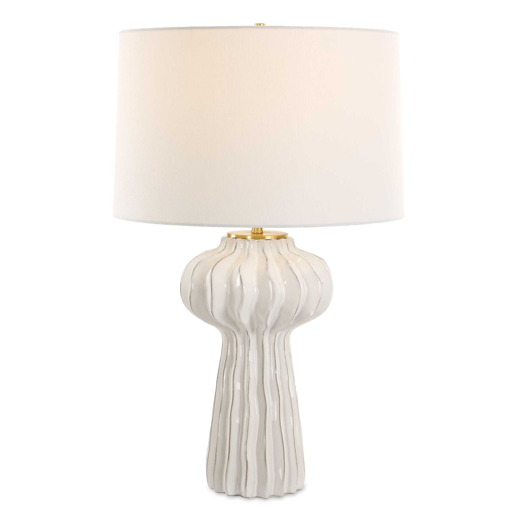 Wrenley - Ridged Table Lamp - White