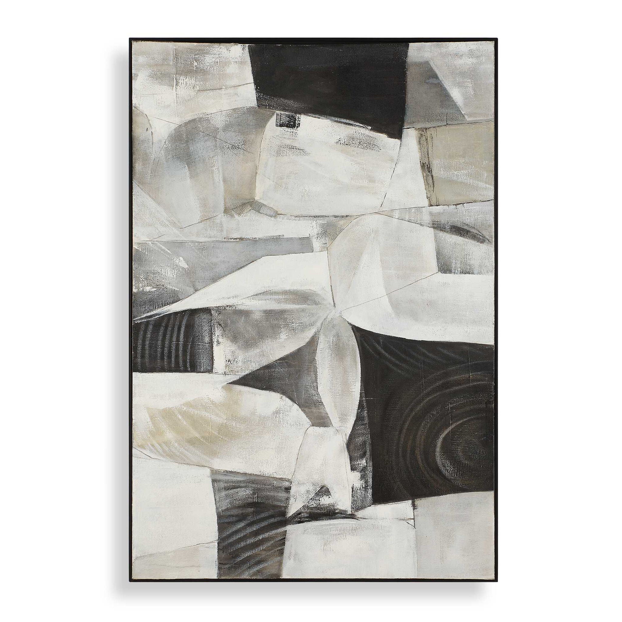 Folding - Time Framed Abstract Art - Black / Brown / Gray / White