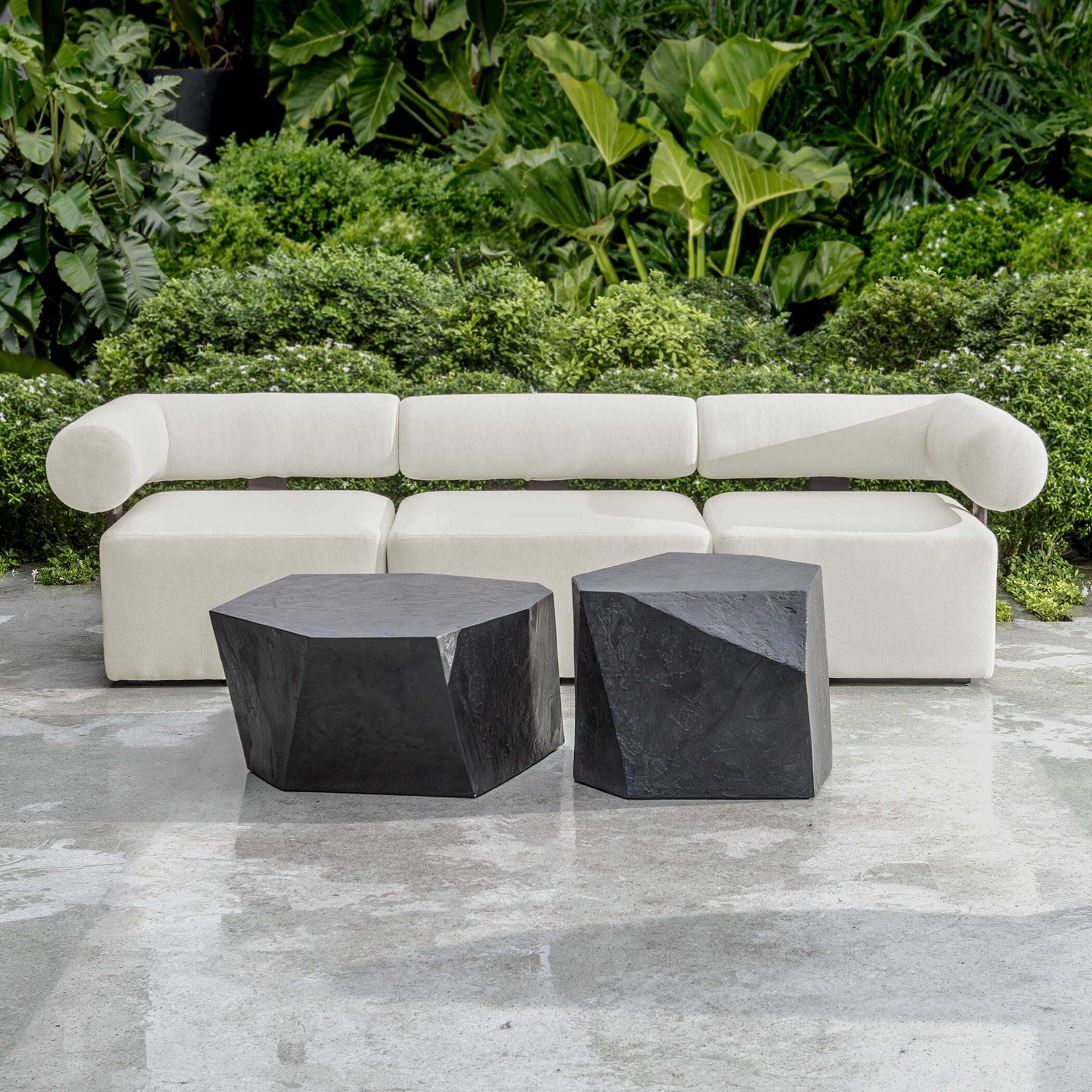 Bolster Back - Outdoor Corner Sofa - White
