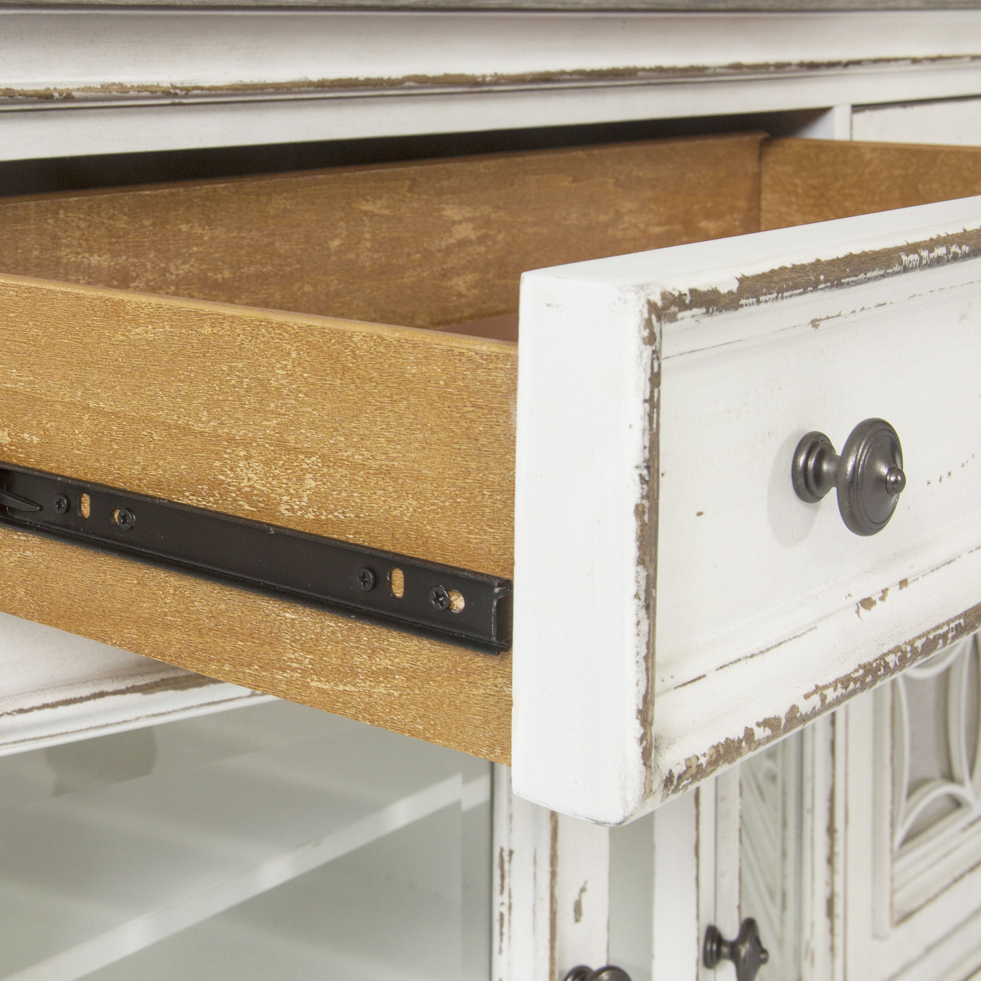 Magnolia Manor - Entertainment TV Stand (Glass Doors) - White