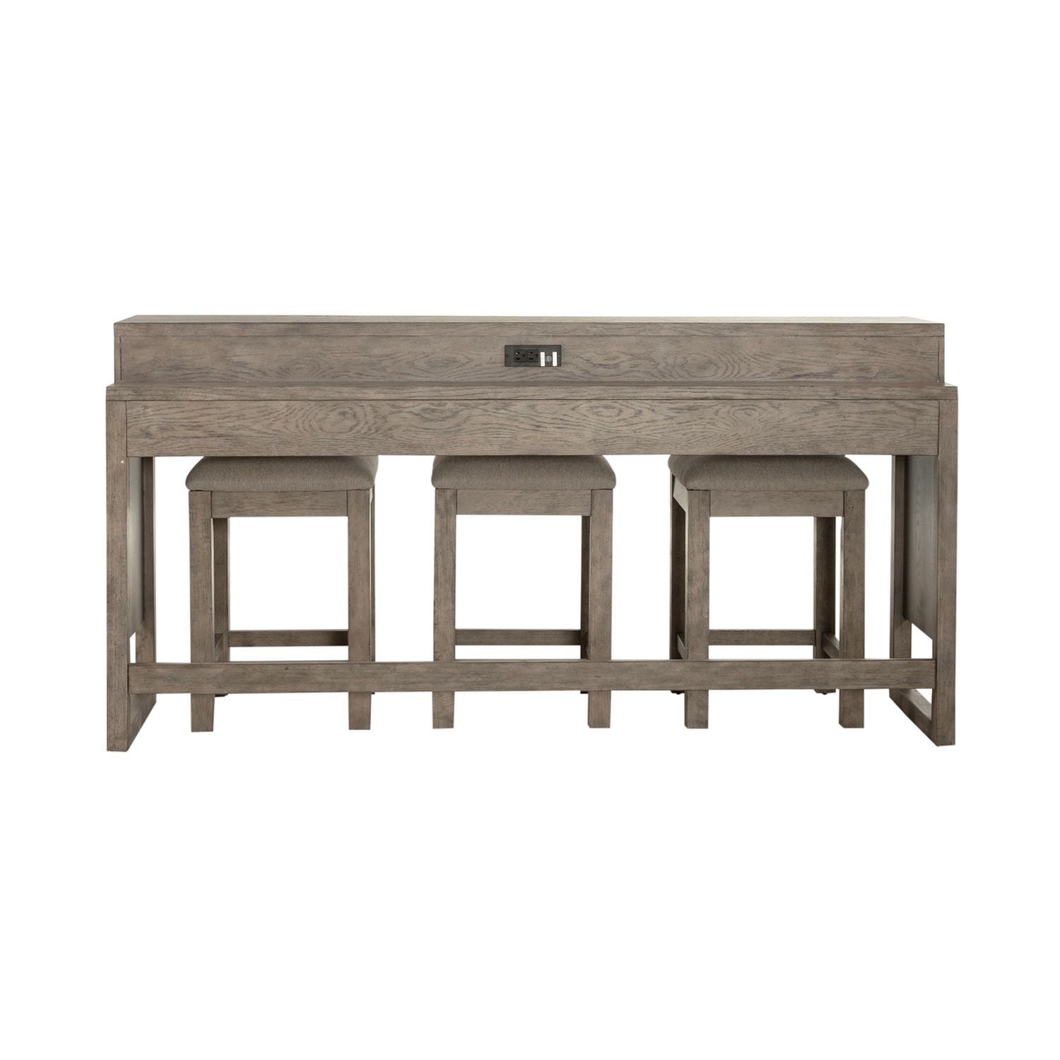 Bartlett Field - 4 Piece Living Room Set (Console Bar Table & 3 Console Stools) - Gray