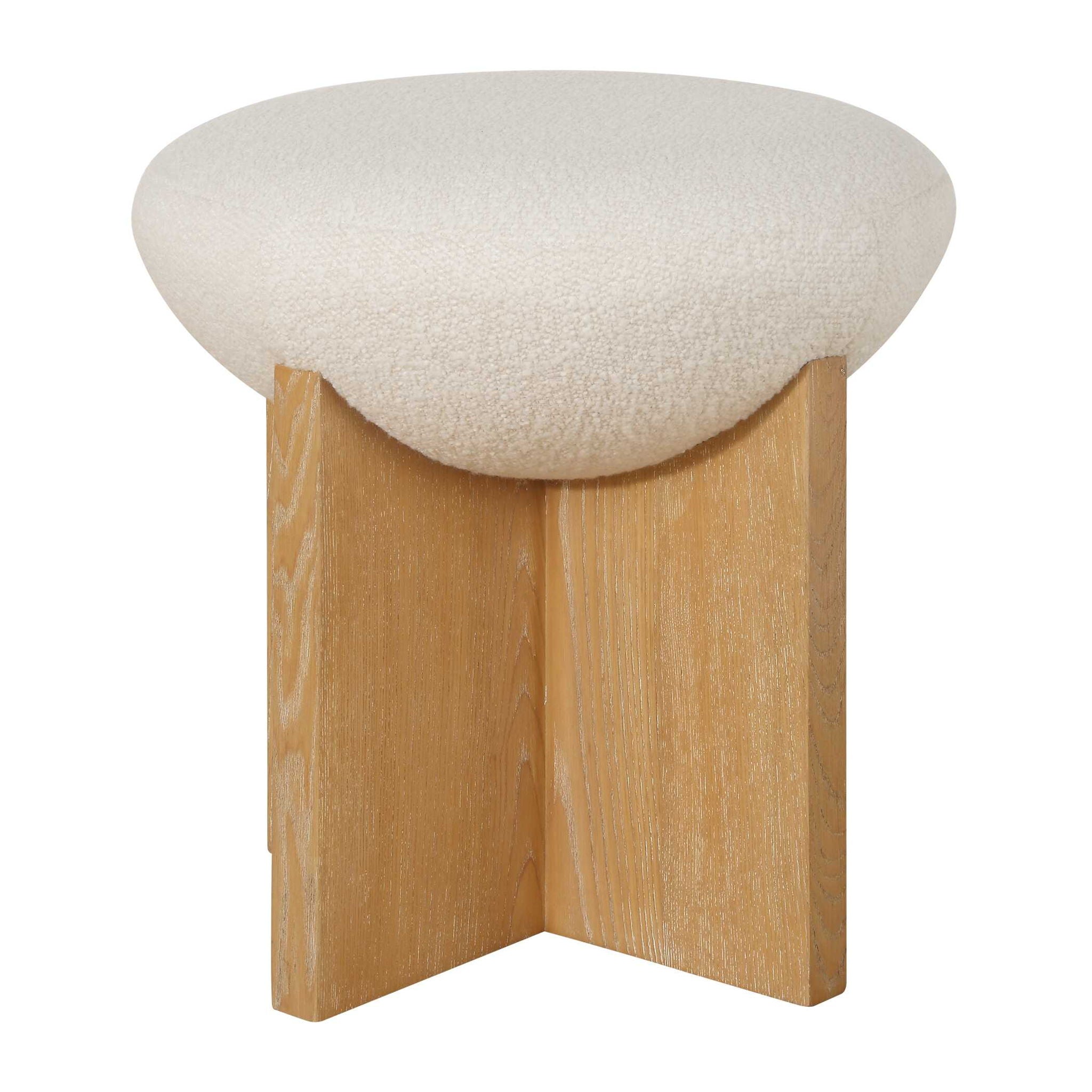 Lainie - Minimalist Accent Stool - White / Light Brown