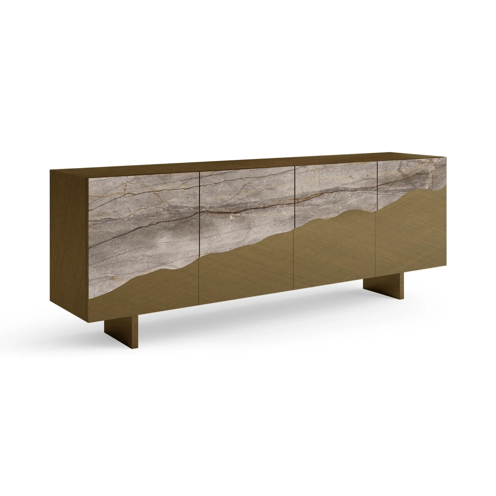 Wave Sideboard Silver Root Brushed Gold
