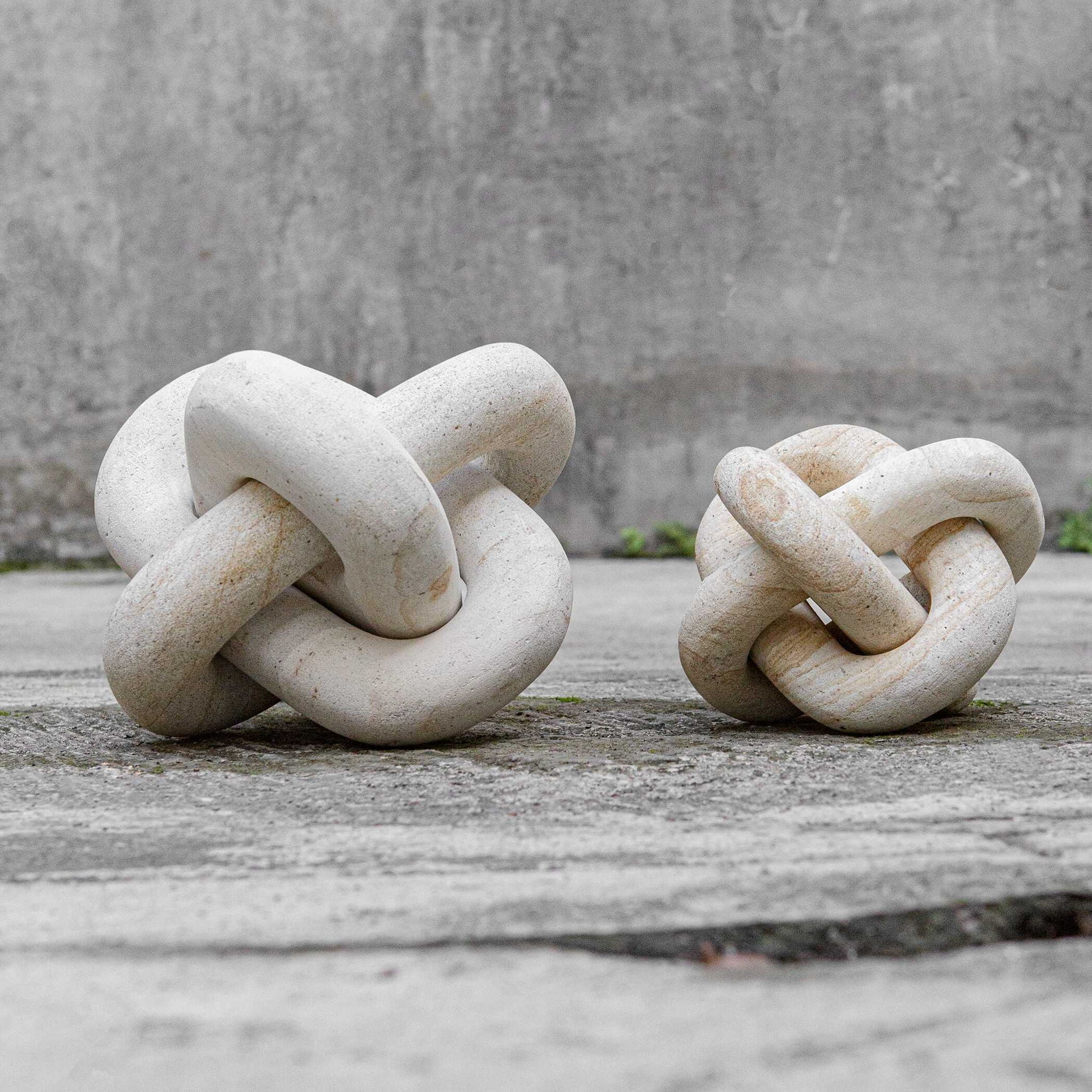 Limestone - Link Sculptures (Set of 2) - Beige
