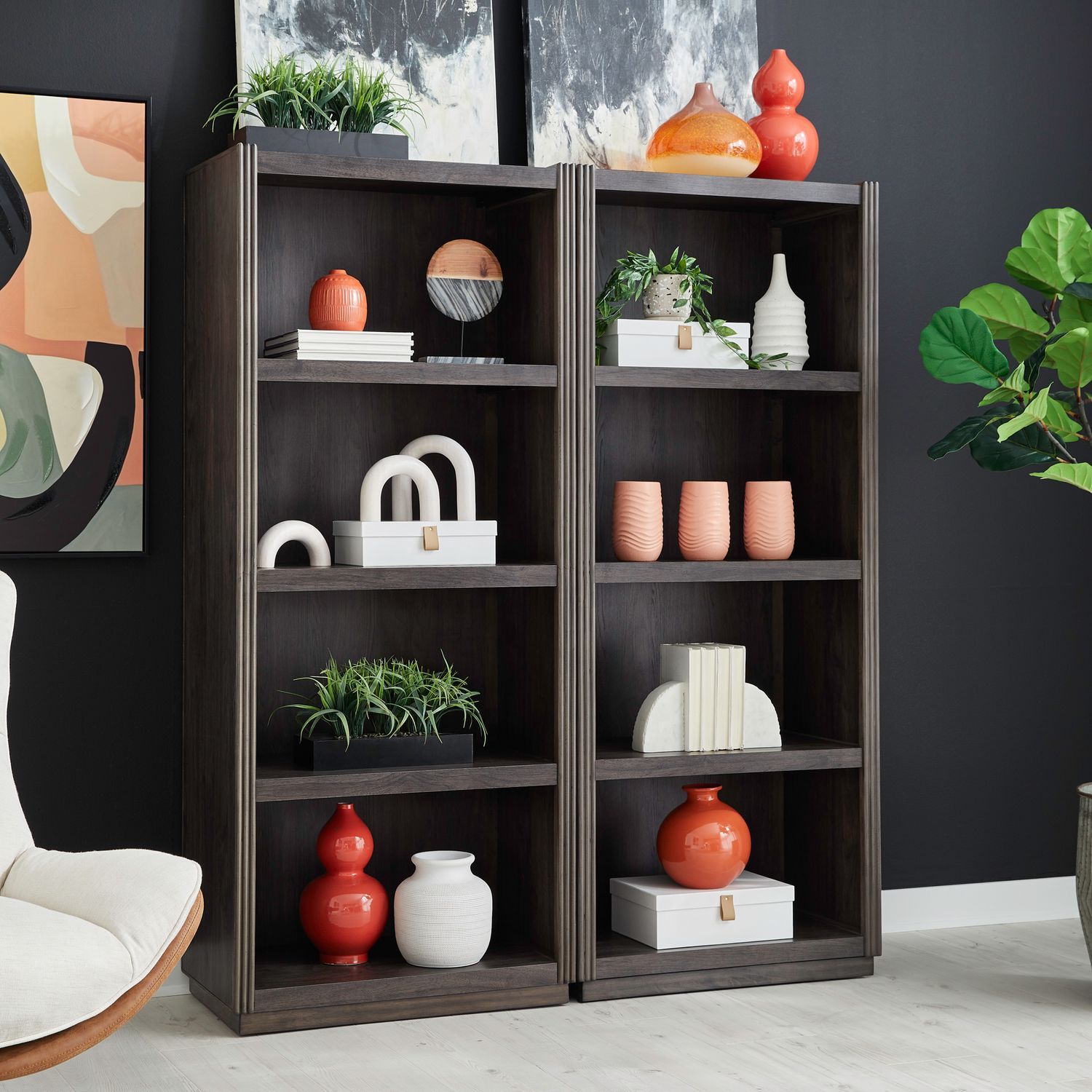 Modern Edge - 2 Piece Bunching Bookcase - Caffe