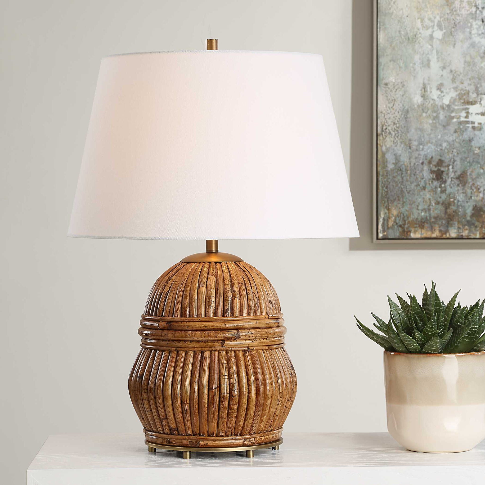Reed - Honey Rattan Table Lamp - Light Brown