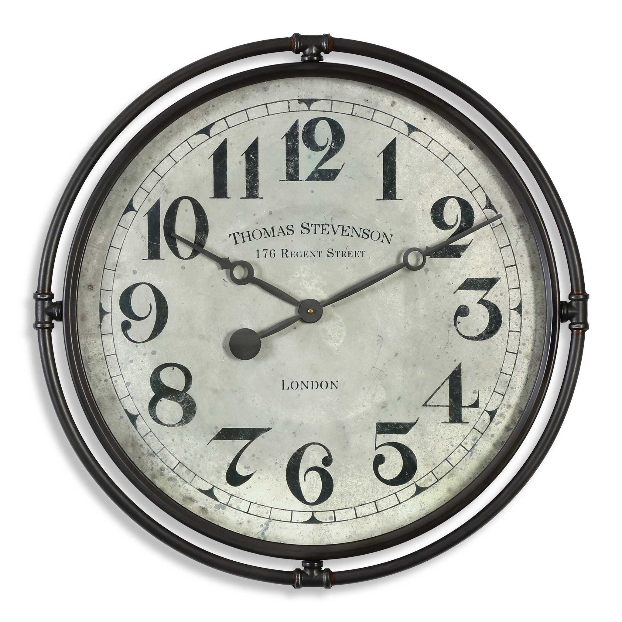 Nakul - Industrial Wall Clock - Pearl Silver