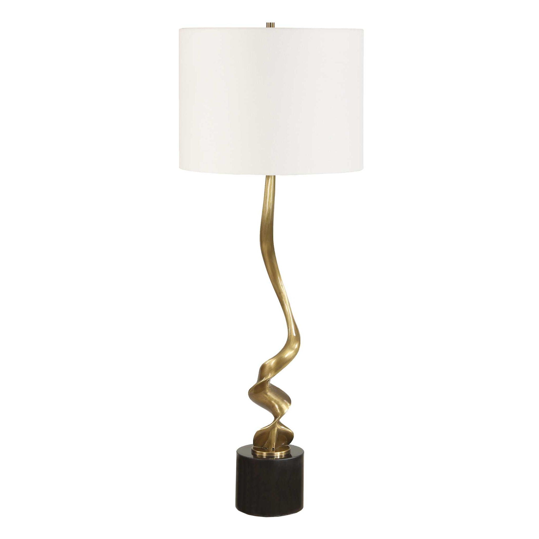 Spiraling - Cordless Brass Buffet Lamp - Black / Gold