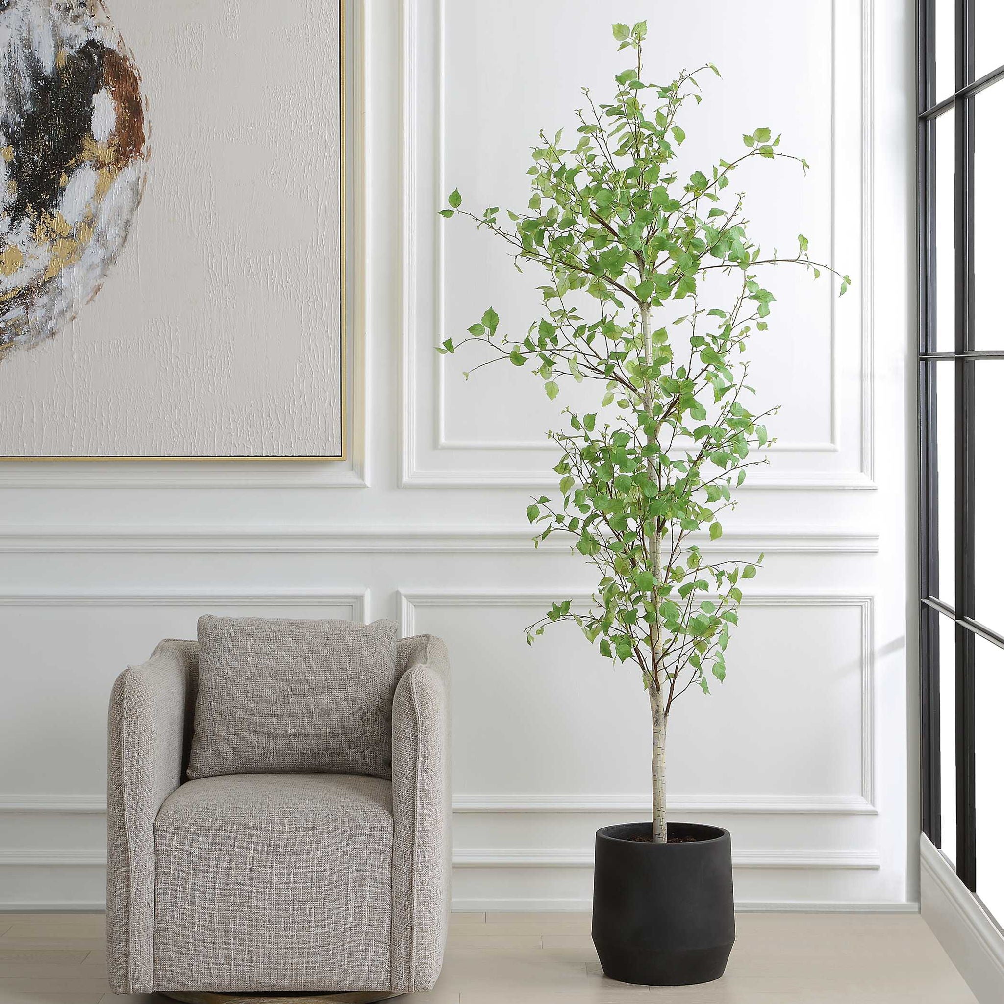 Boreal - Potted Birch Tree - Gray / Green