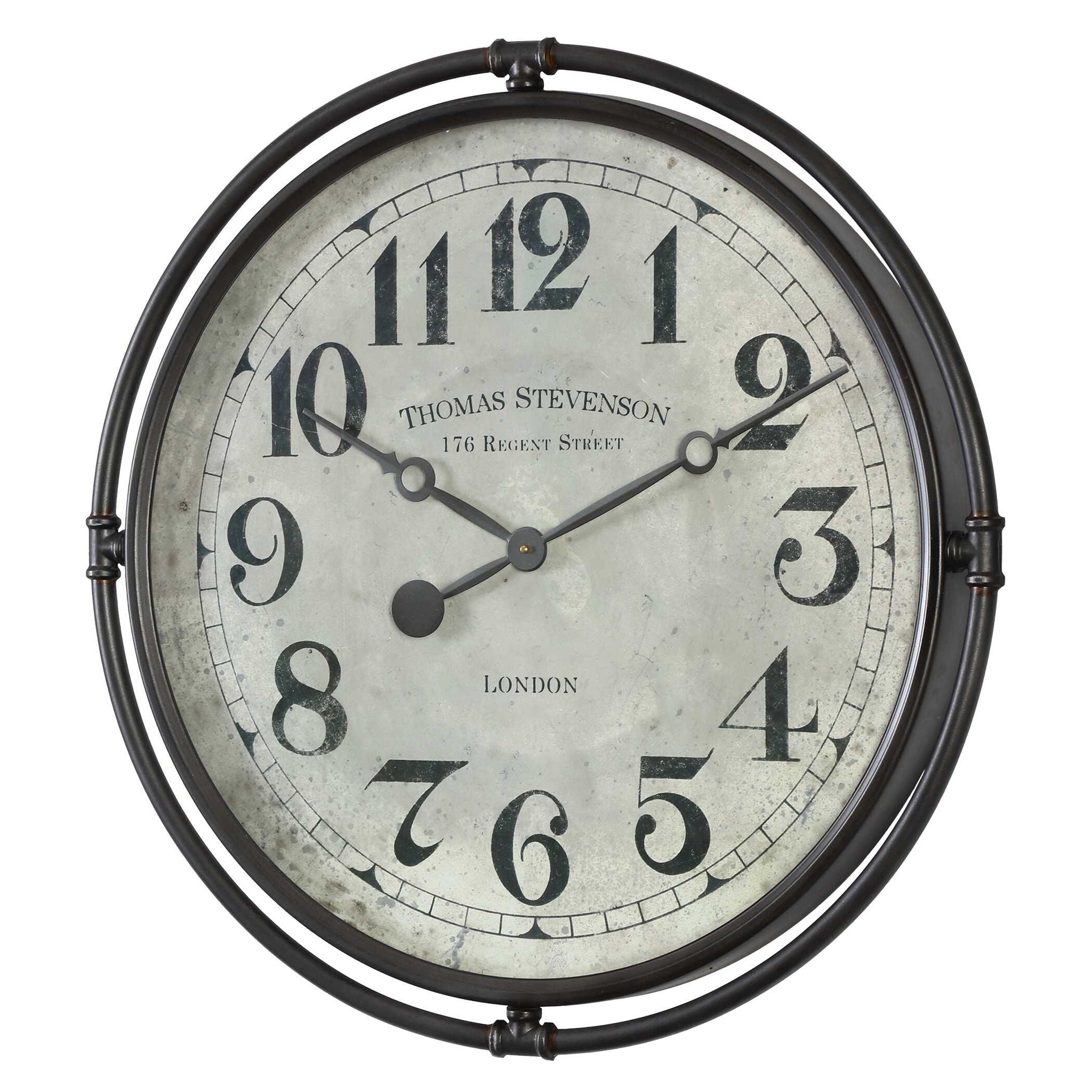 Nakul - Industrial Wall Clock - Pearl Silver