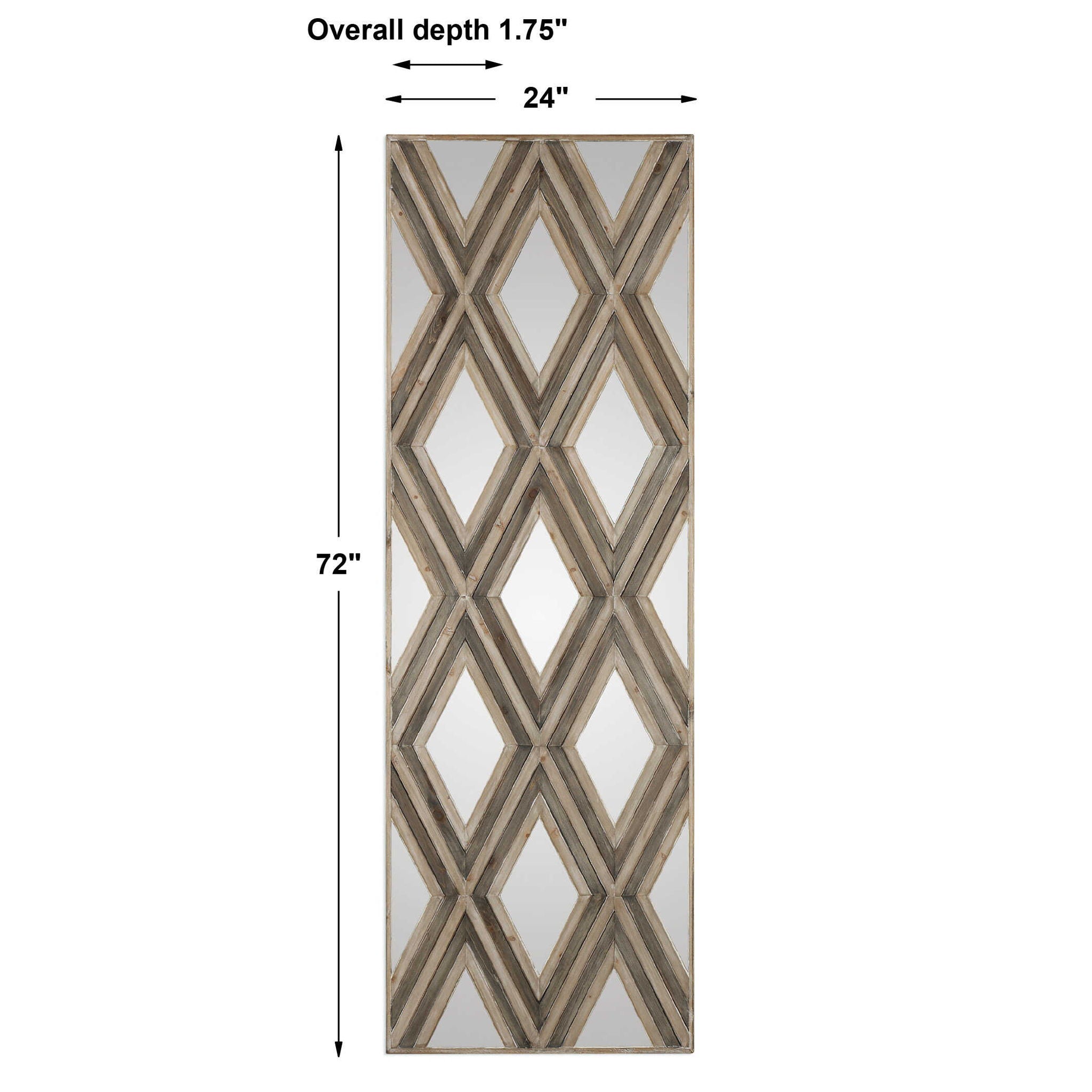 Tahira - Geometric Argyle Pattern Wall Mirror - Light Brown