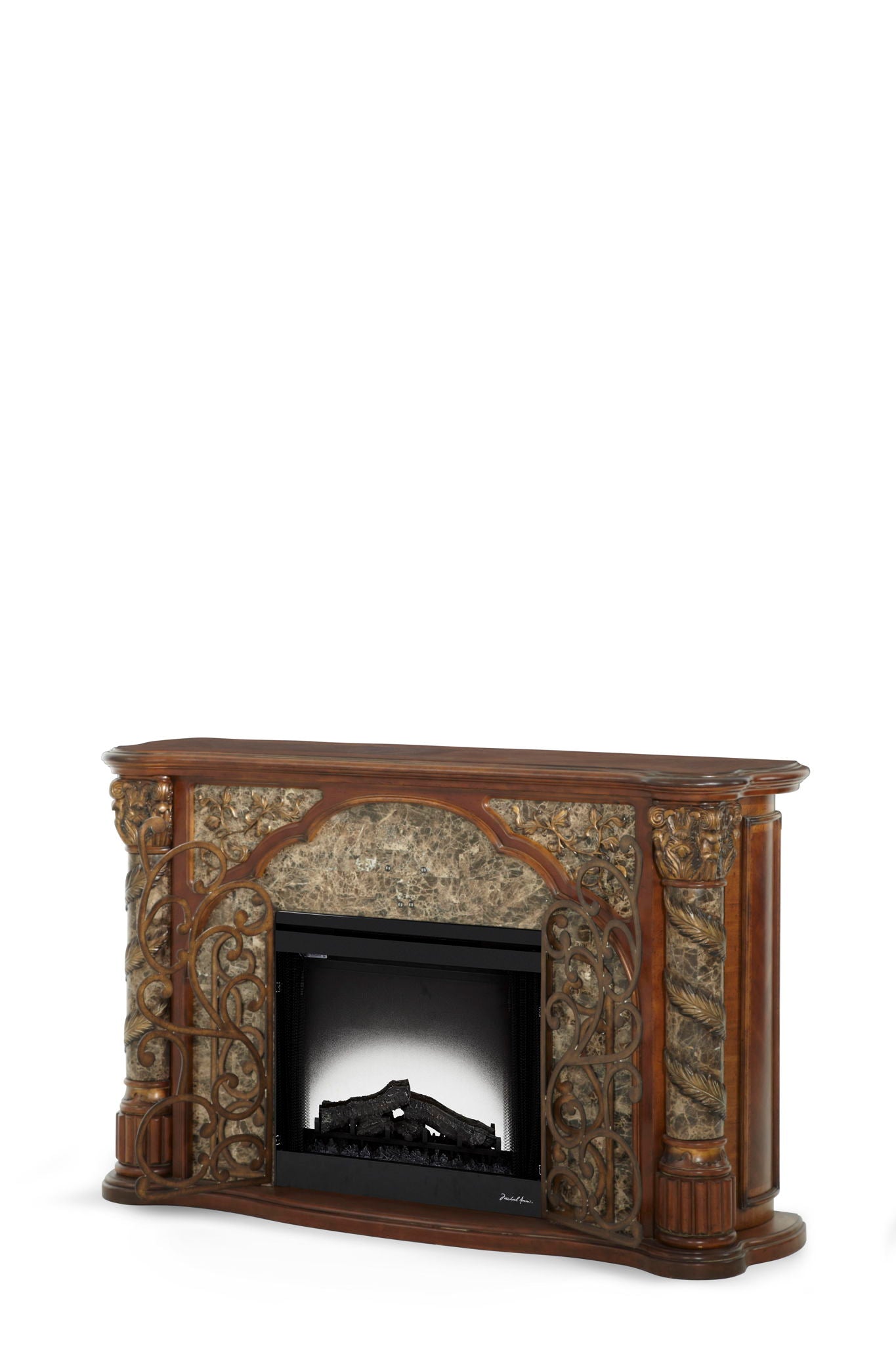 Villa Valencia - Fireplace With Electric Insert - Classic Chestnut