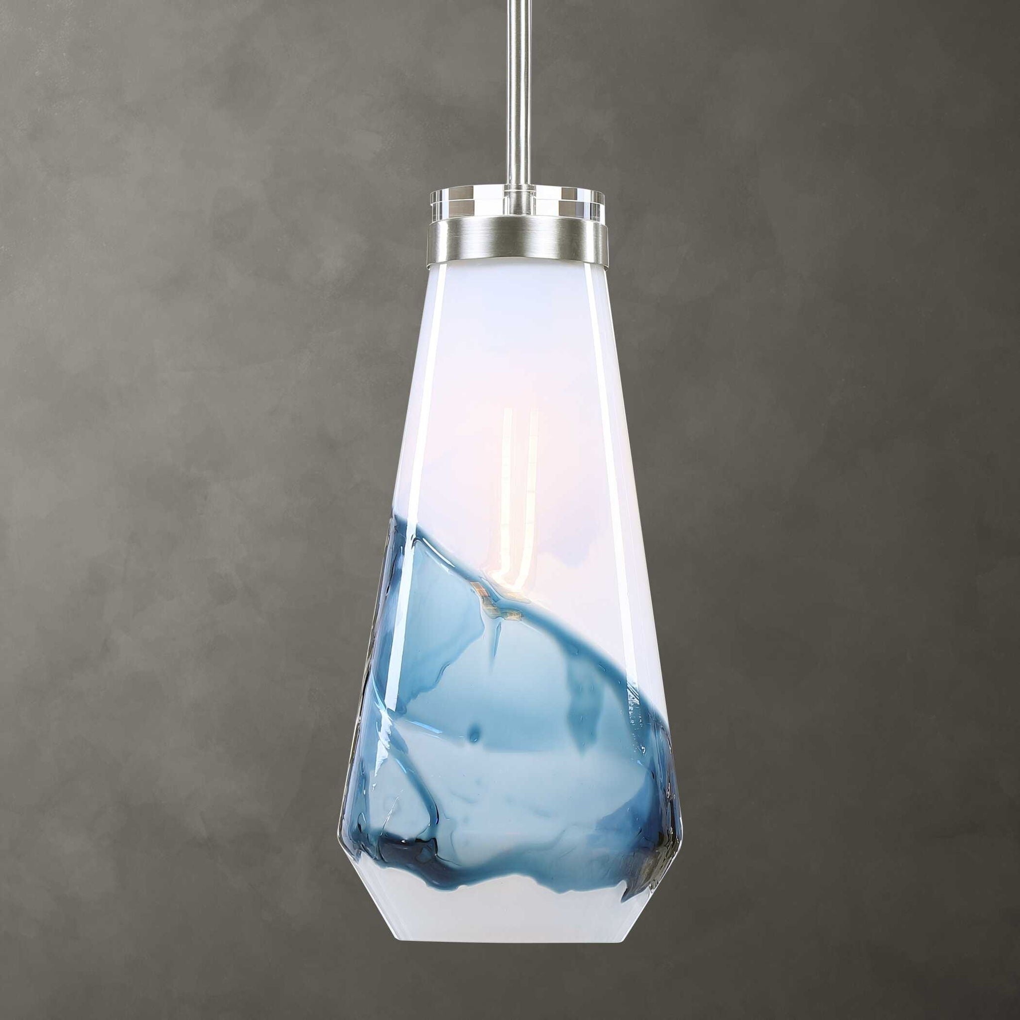 Windswept - 1 Light Mini Pendant - Blue & White