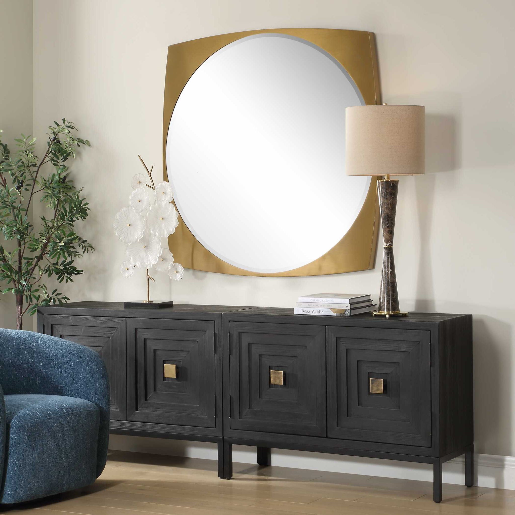 Neilia - Round Mirror - Brass