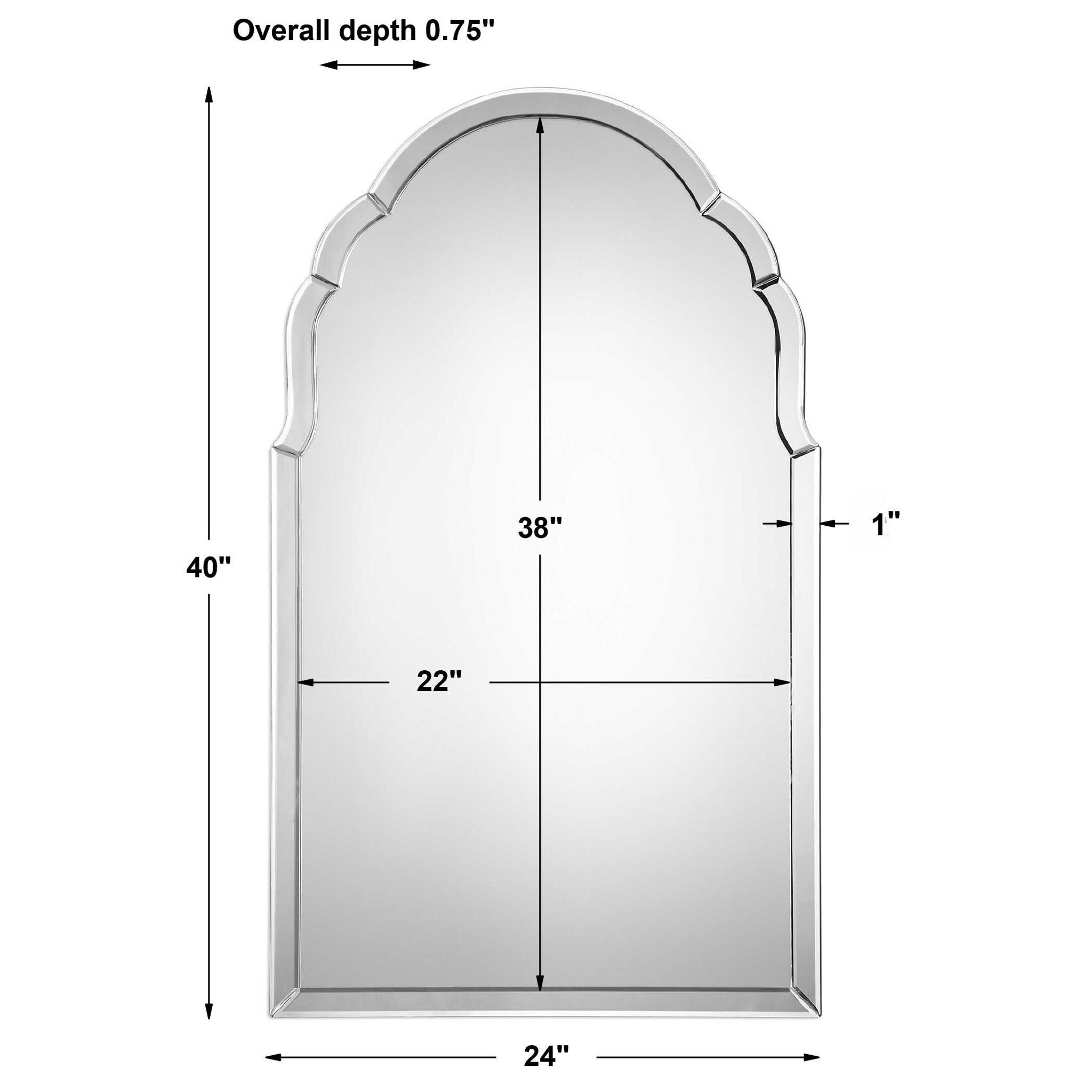 Brayden - Frameless Arched Mirror - Pearl Silver