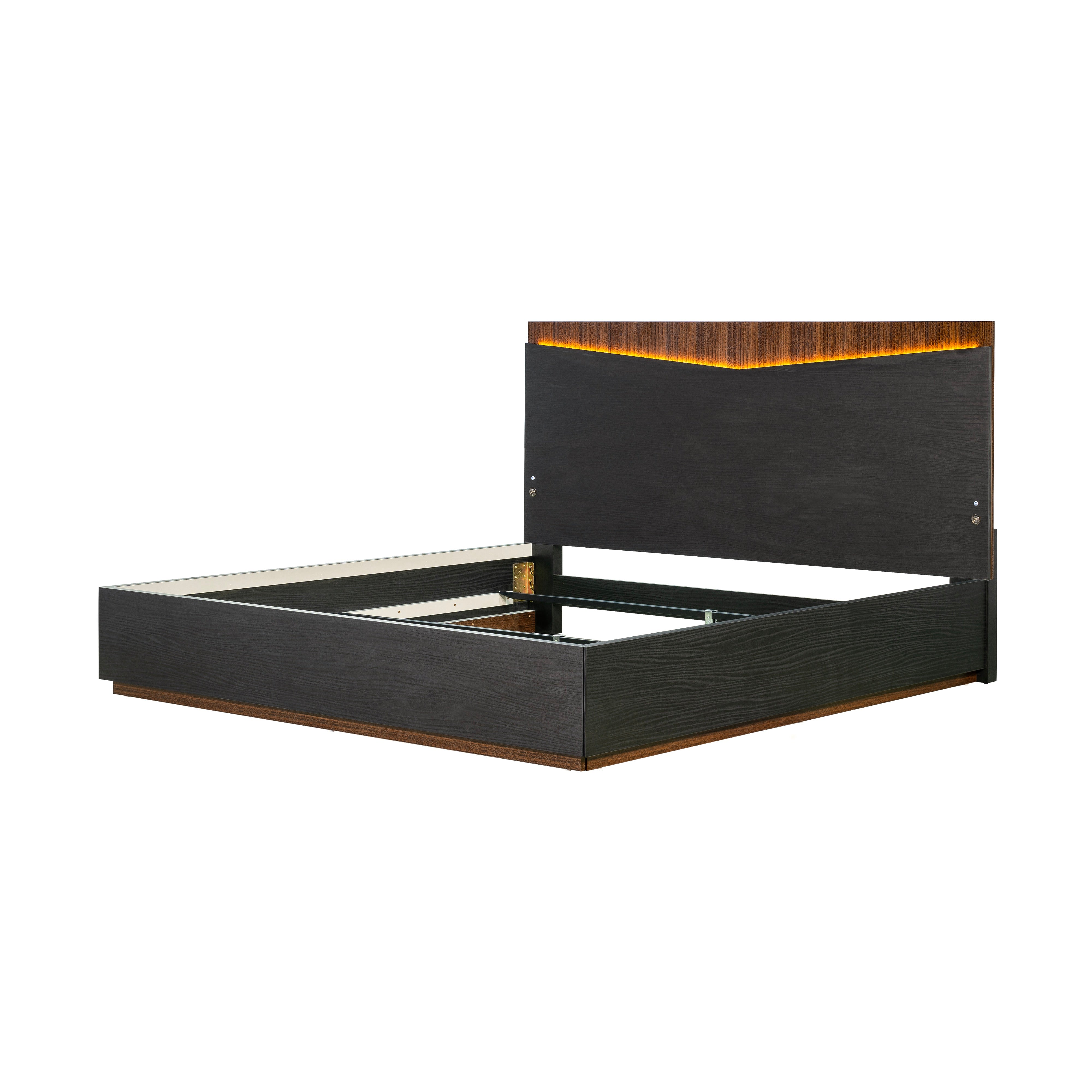 Kayner Eastern King Bed with LED Lights - Charcoal
