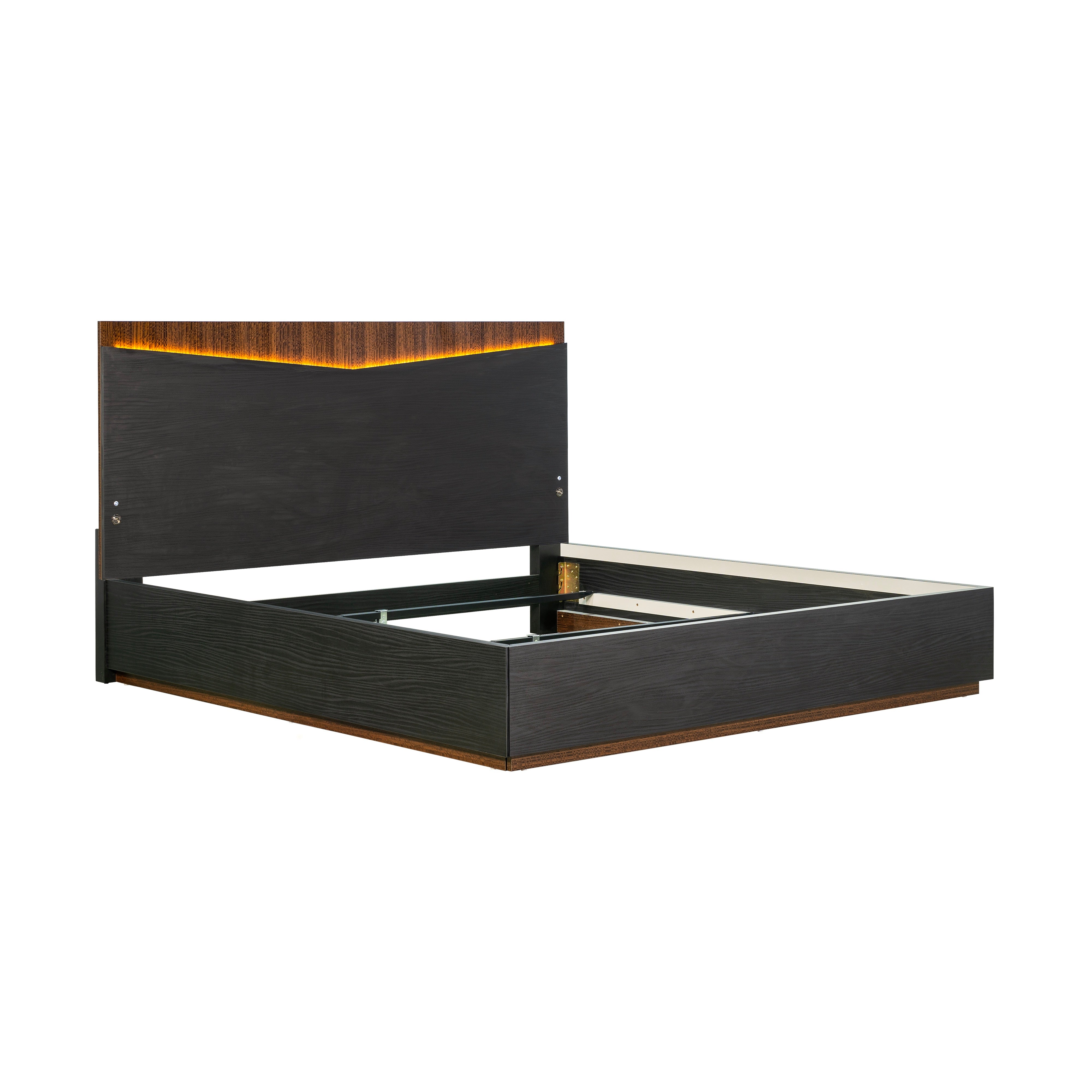 Kayner Eastern King Bed with LED Lights - Charcoal