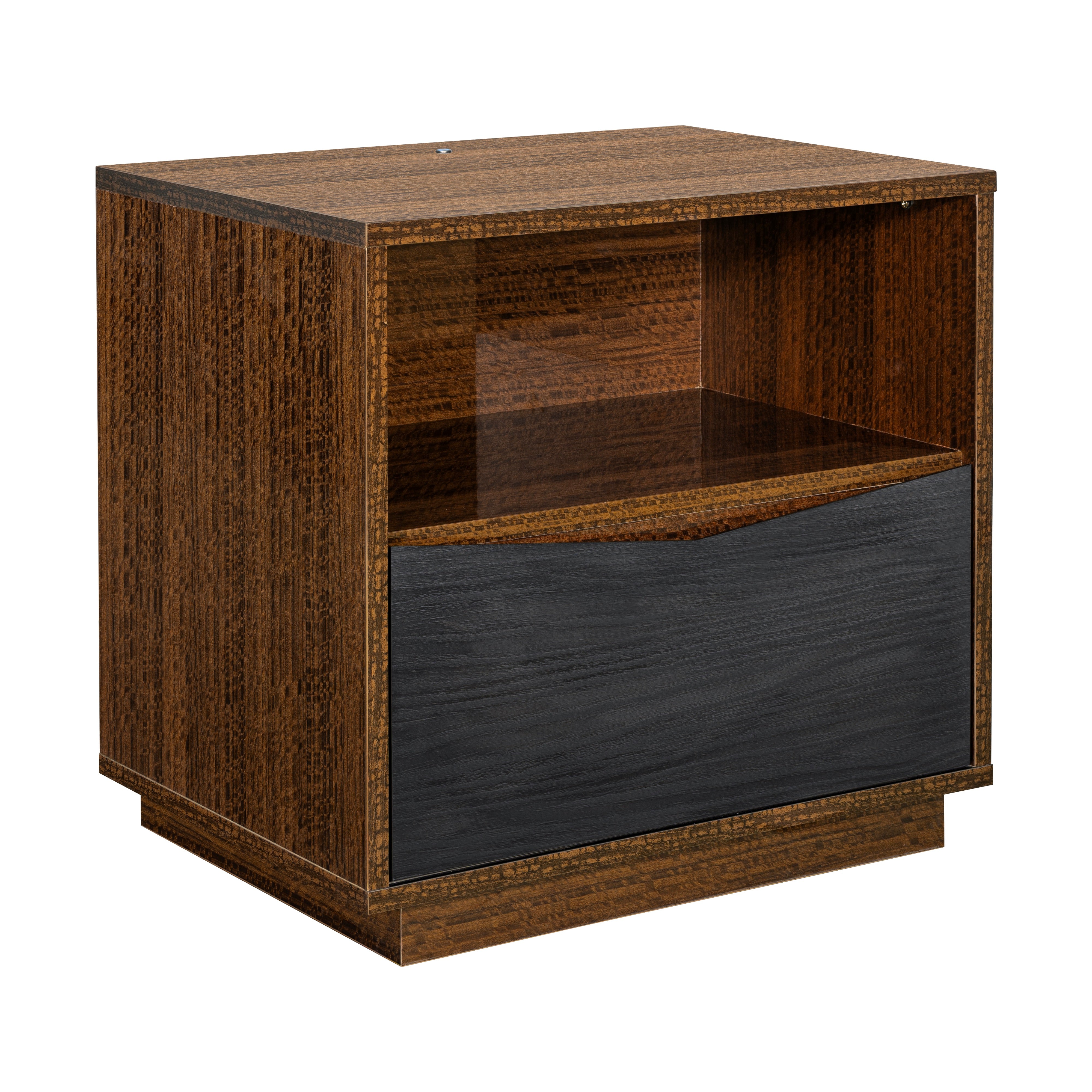 Kayner 1-Drawer Nightstand with LED Lights - Charcoal