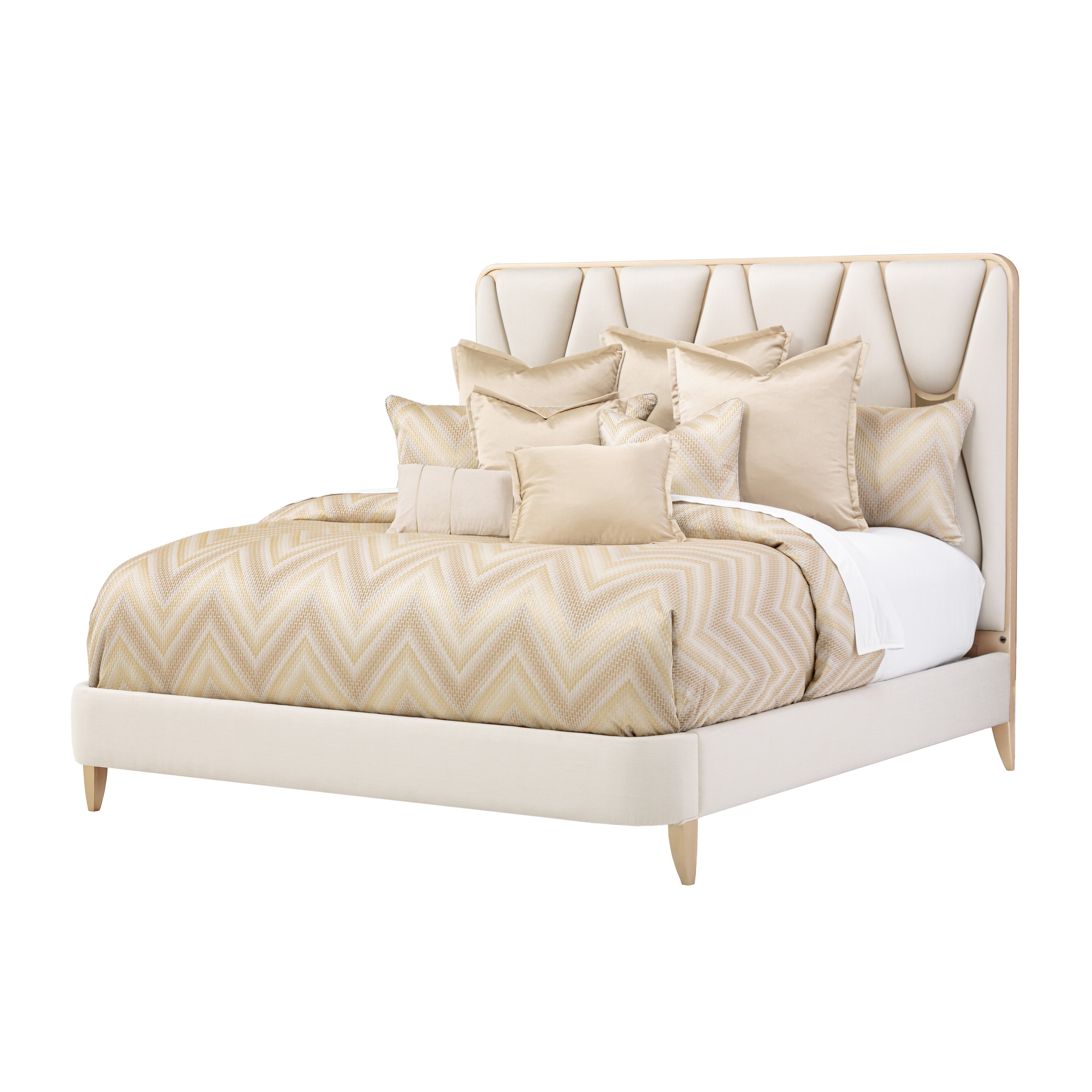 La Rachelle Eastern King Upholstered Panel Bed - Champagne