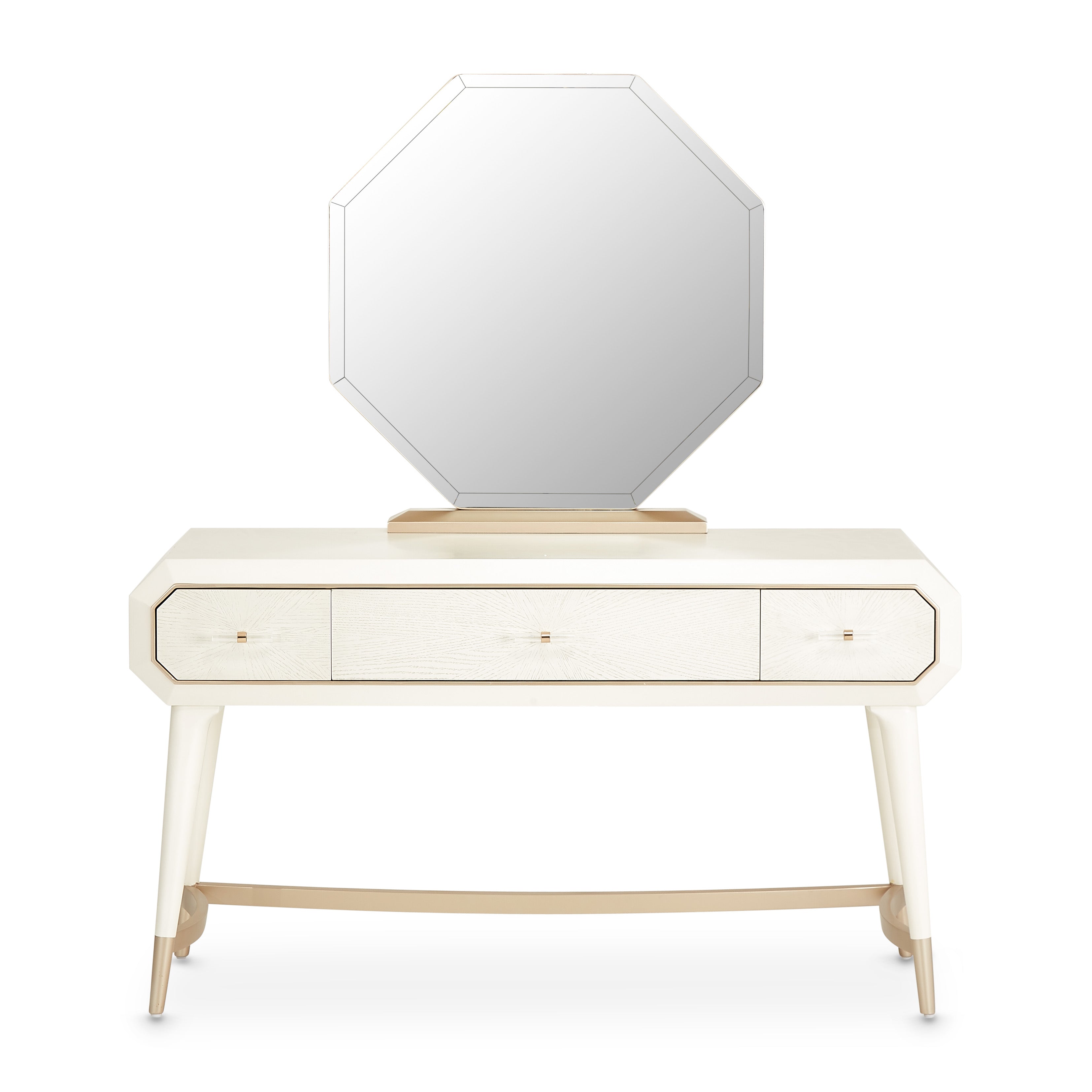 La Rachelle Vanity Set with Mirror & Chair - Champagne