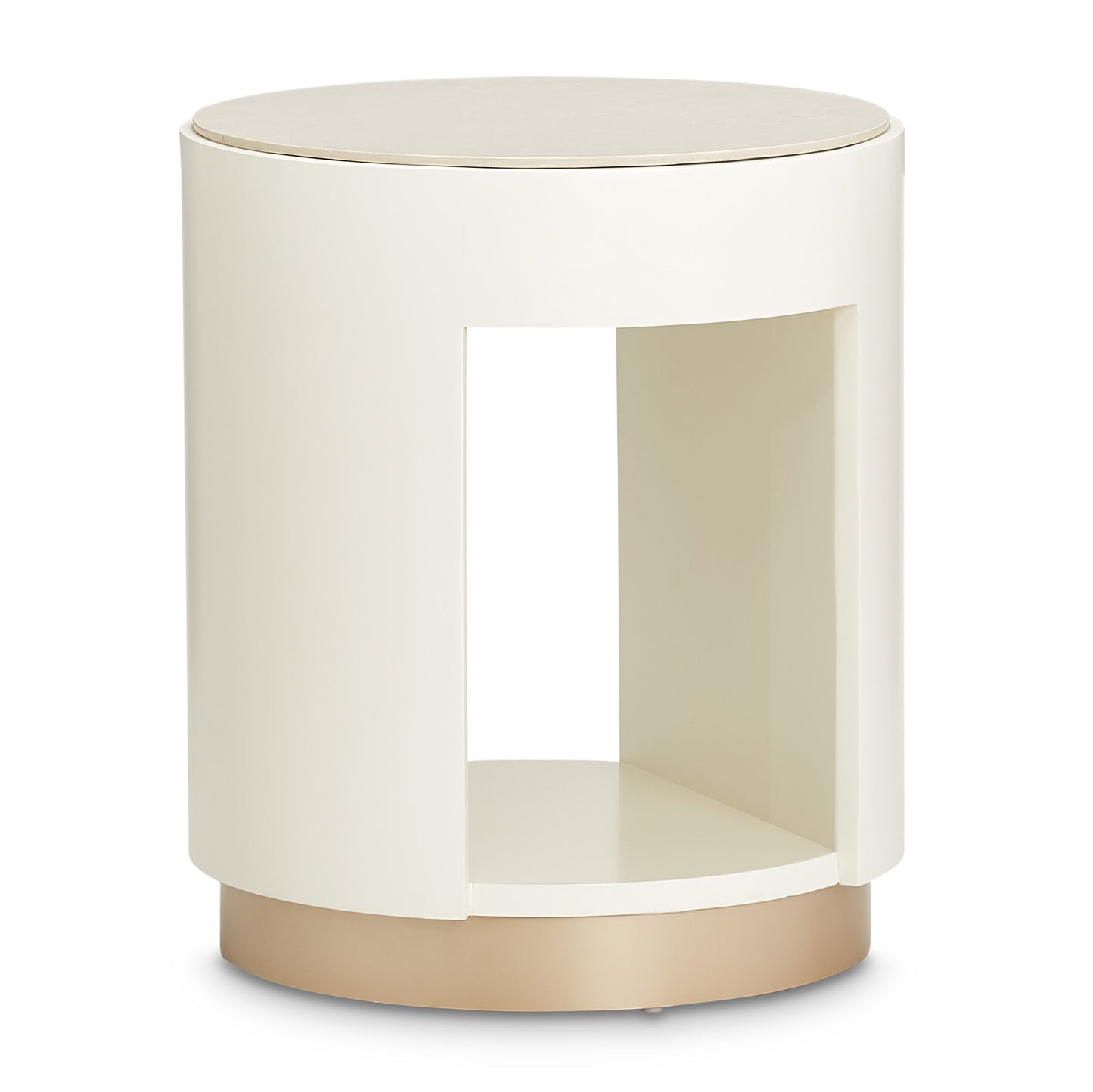 La Rachelle Round End Table  - Champagne