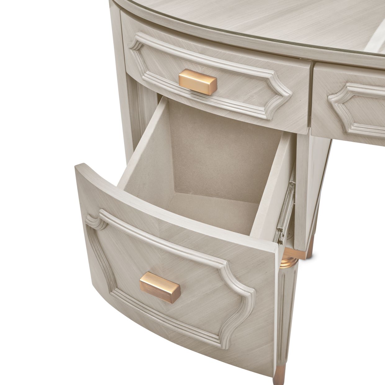 St. Charles Vanity Desk with Glass Top - Dove Gray