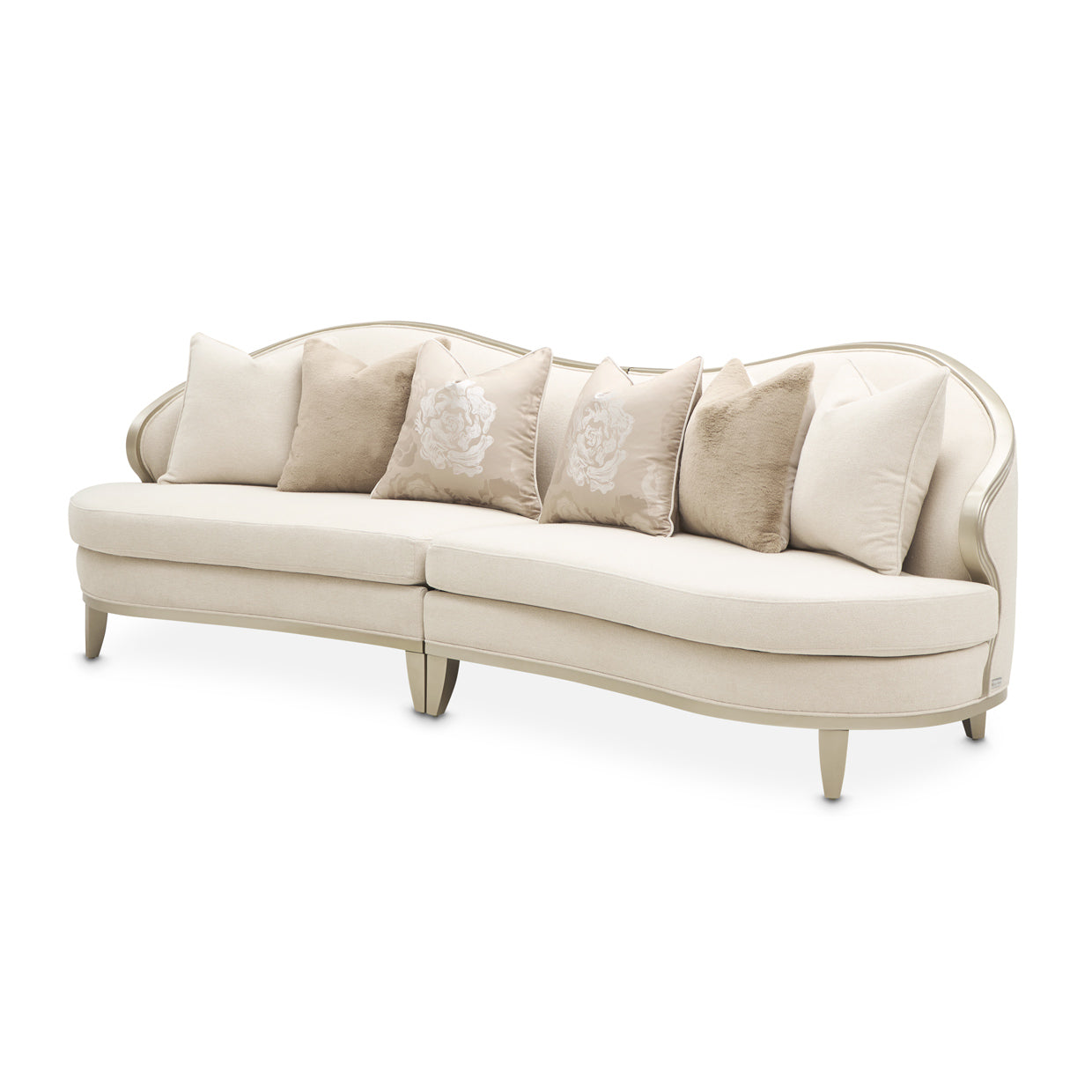 Camellia Field 2-Piece Sectional Sofa - Cornsilk/Champagne Gold