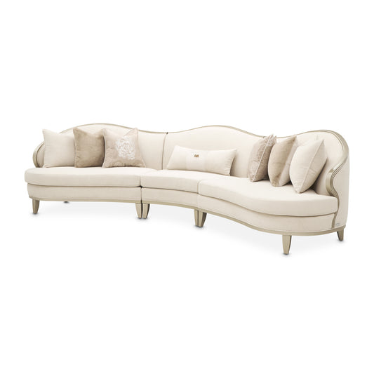 Camellia Field 3-Piece Sectional Sofa - Cornsilk/Champagne Gold