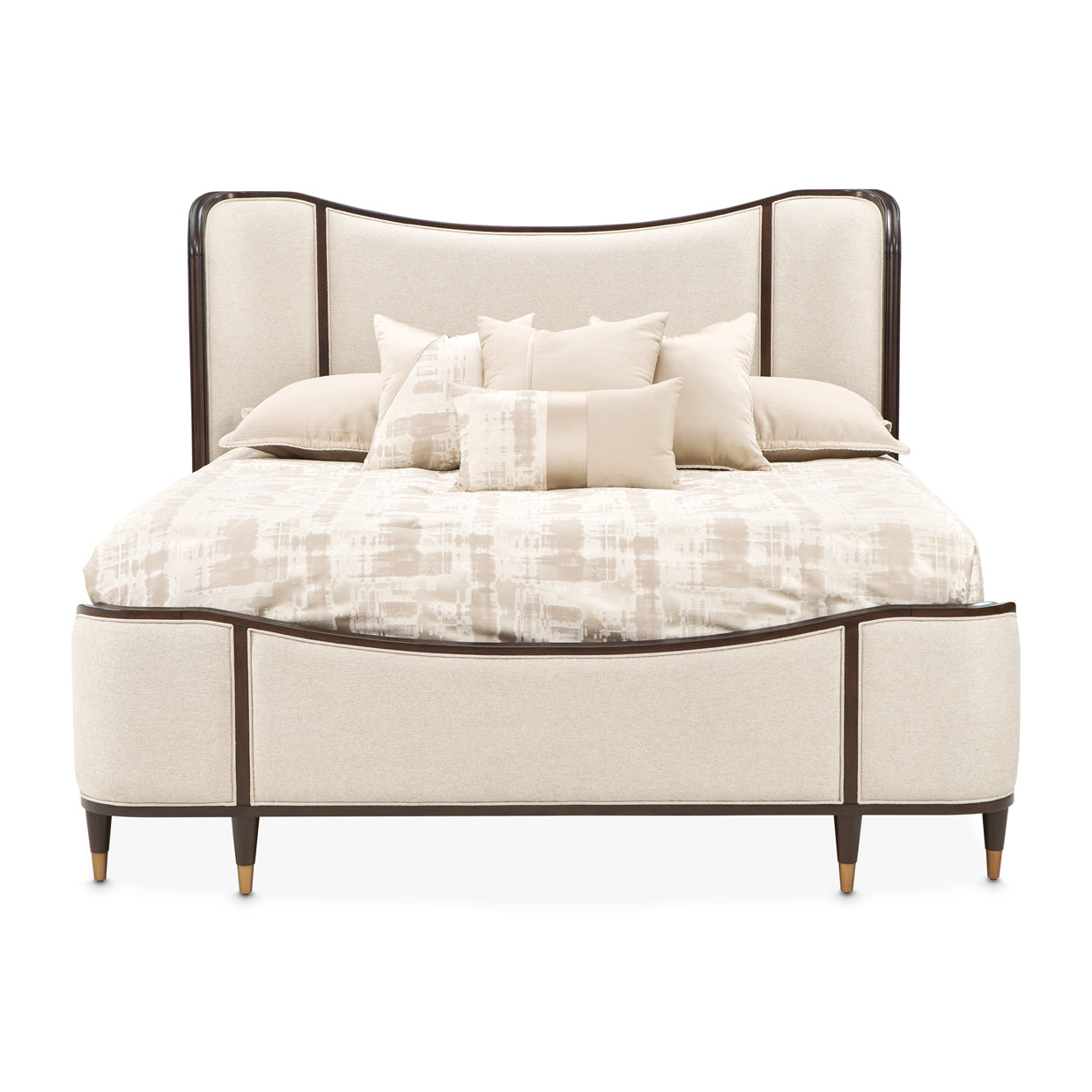 Camellia Field King Upholstered Bed - Linen/Warm Pecan