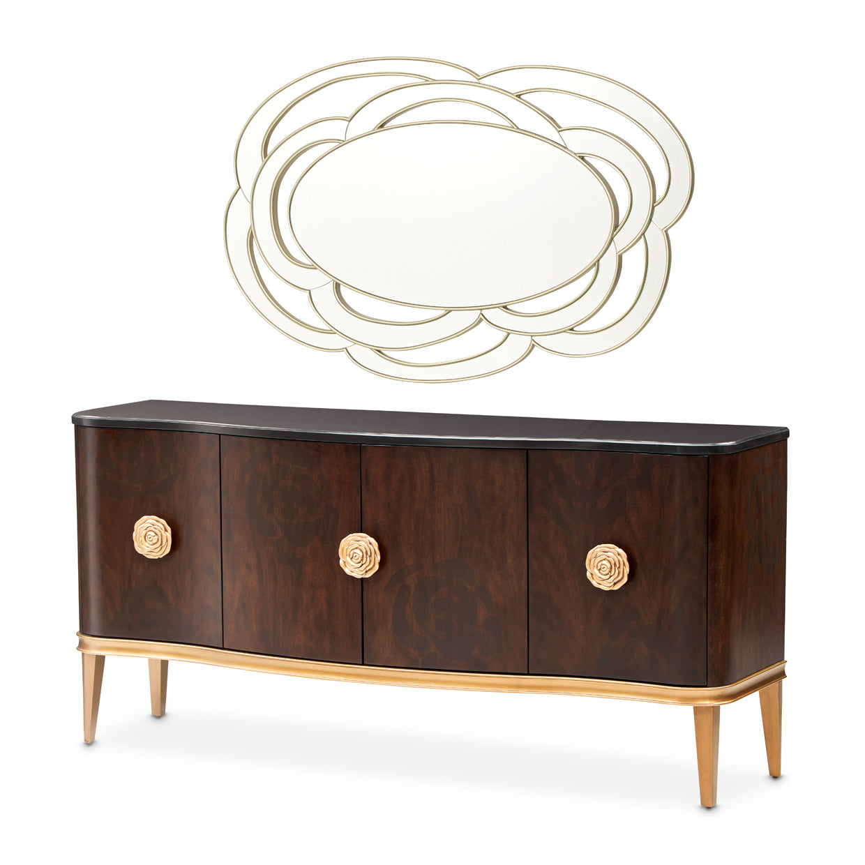 Camellia Field Sideboard with Mirror - Warm Pecan