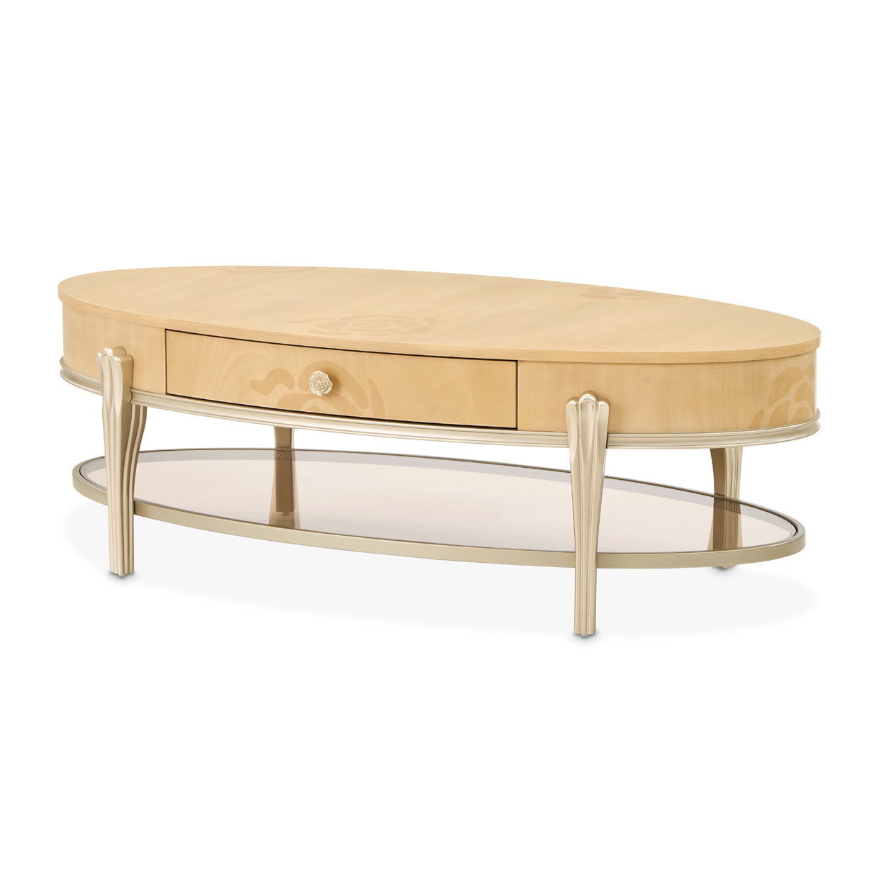 Camellia Field Oval Cocktail Table - Caramel