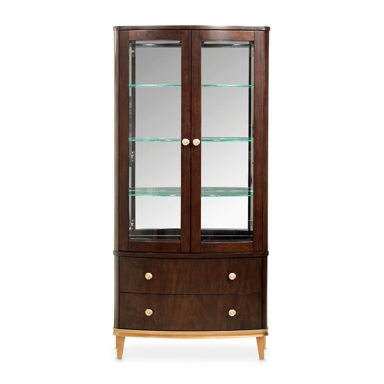 Camellia Field Display Cabinet - Warm Pecan