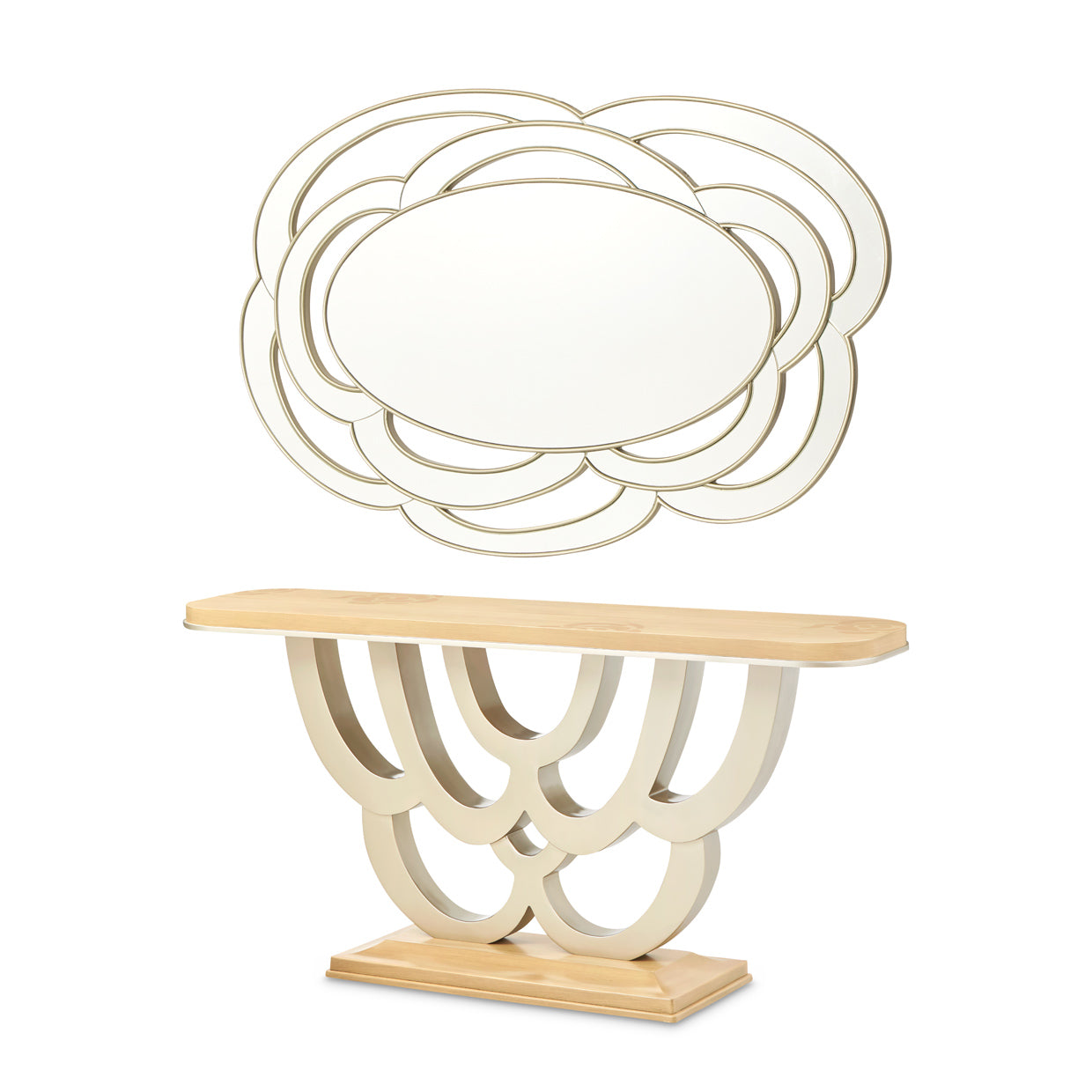 Camellia Field Console Table & Mirror - Caramel