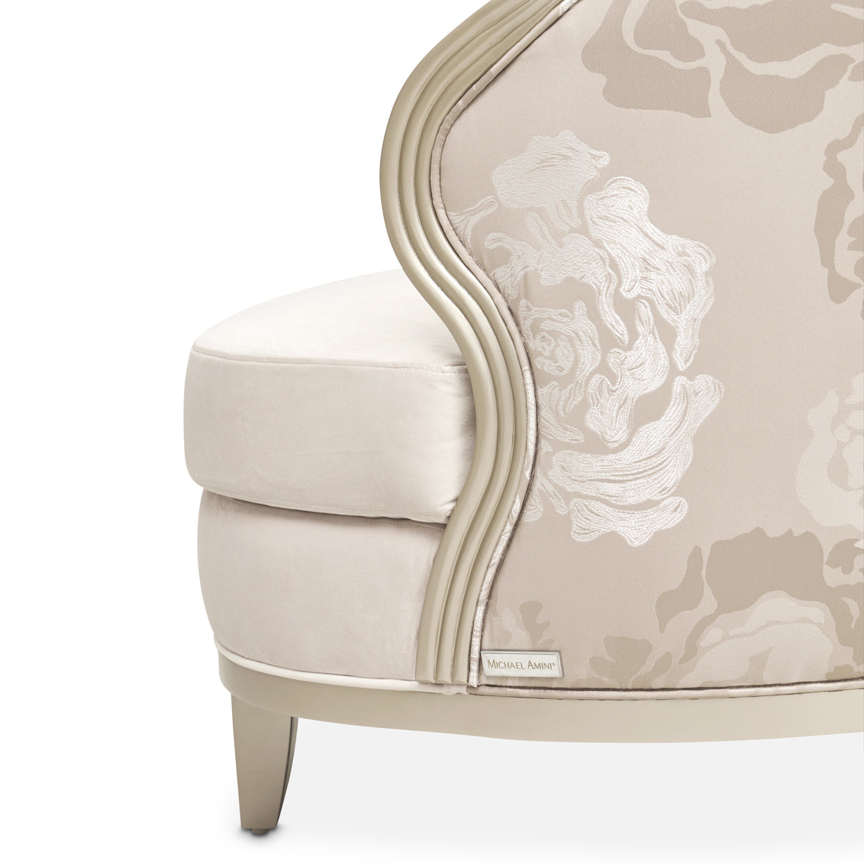 Camellia Field Velvet Asymmetrical Sofa - Cornsilk/Champagne Gold