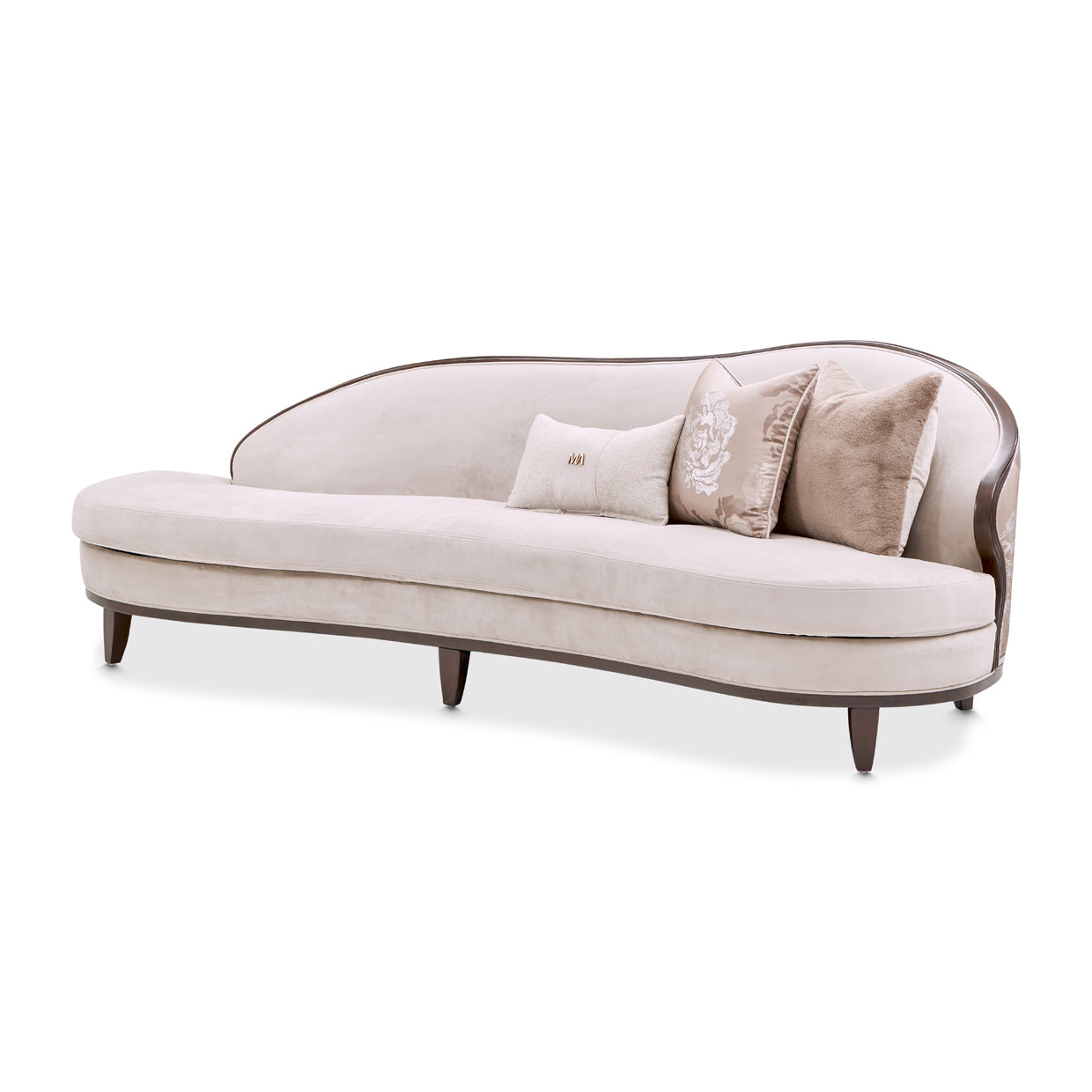 Camellia Field Asymmetrical Velvet Sofa - Porcini/Warm Pecan
