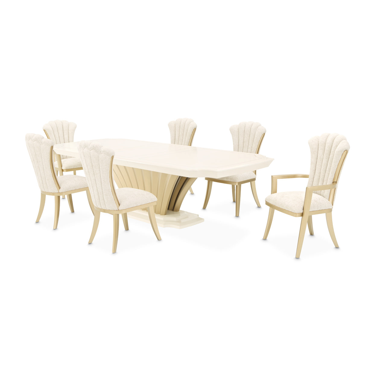 Fantosini Pedestal Dining Table - Creamy Pearl