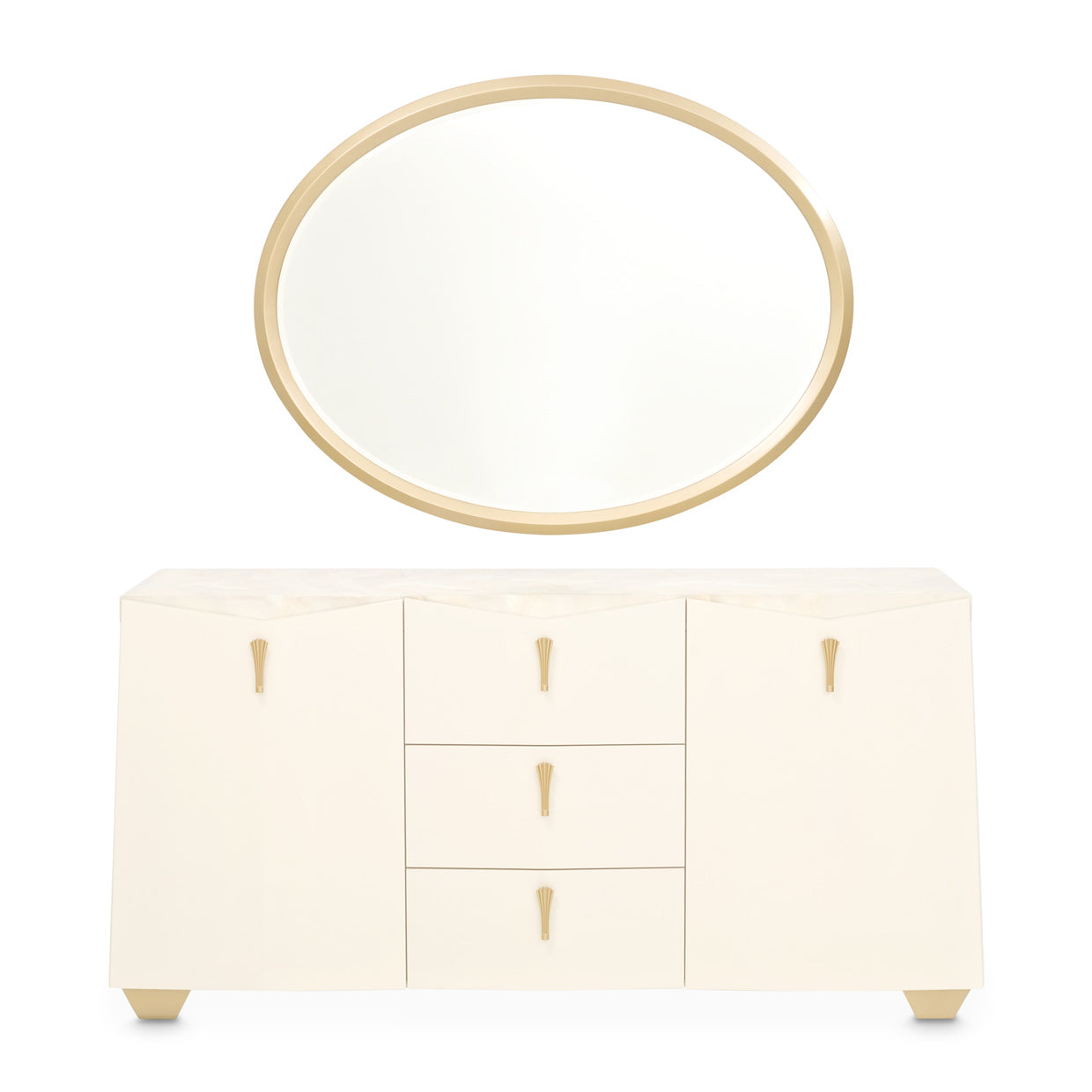 Fantosini Sideboard with Wall Mirror - Creamy Pearl