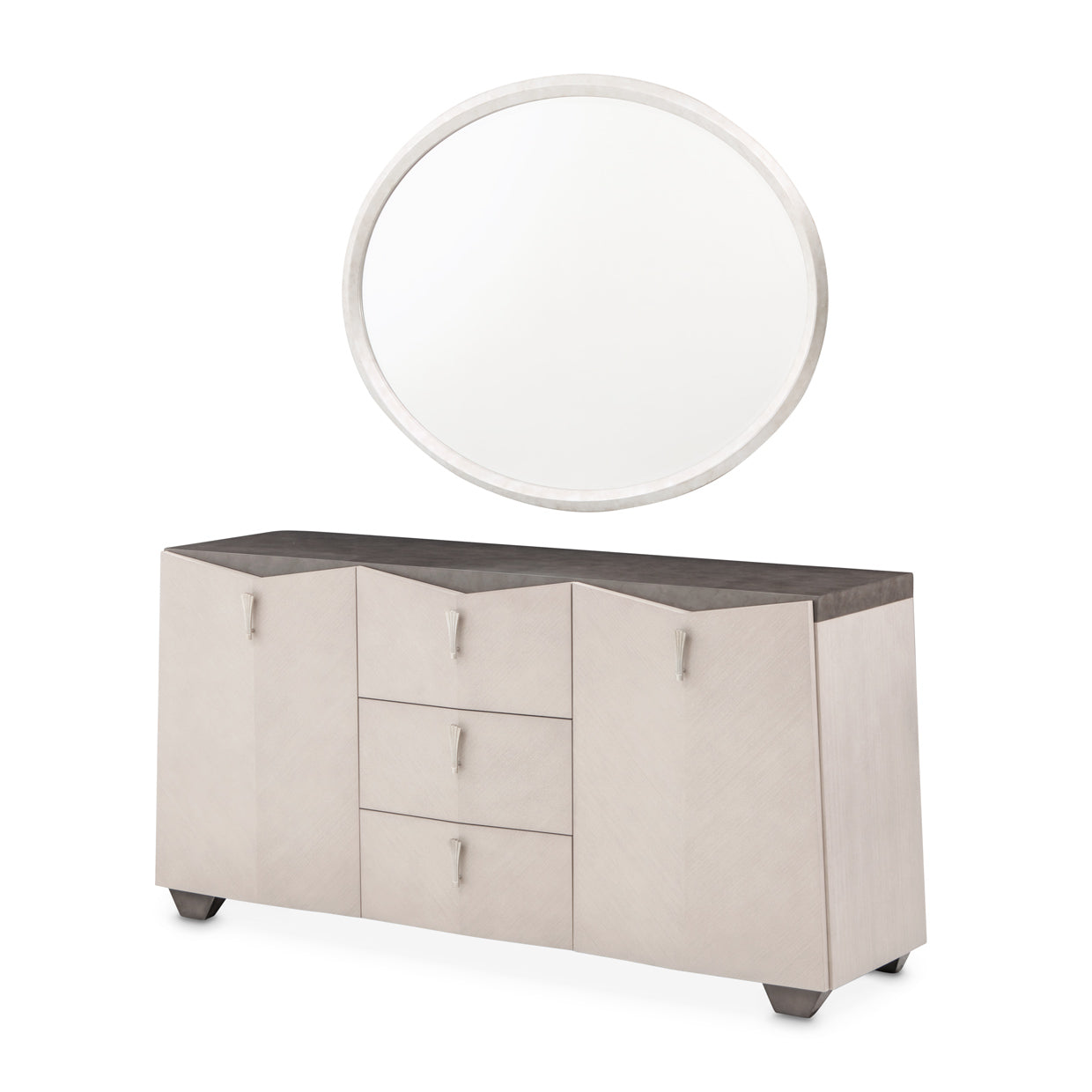 Fantosini Sideboard & Wall Mirror - Silver Mist