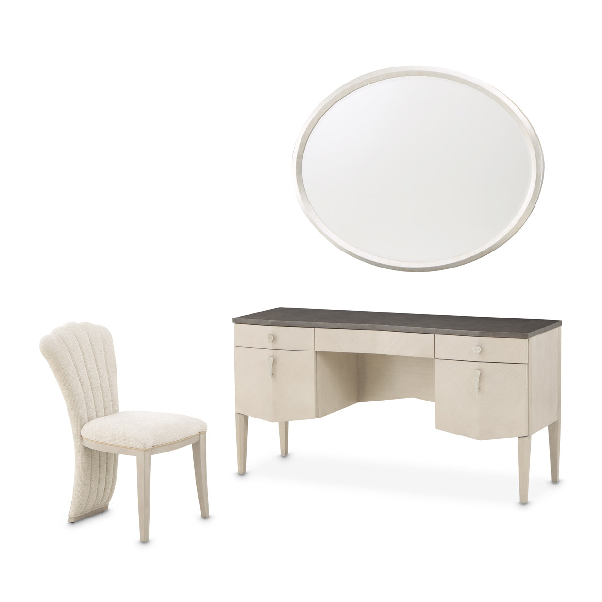 Fantosini Vanity, Mirror & Chair Set - Silver Mist