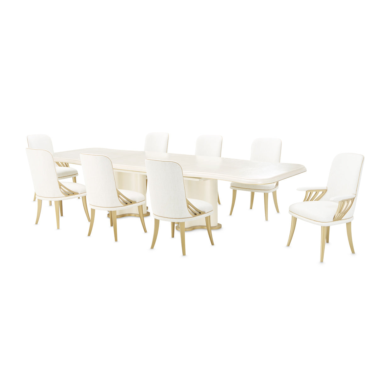 La Terrazza Double Pedestal Dining Table - Creamy Pearl