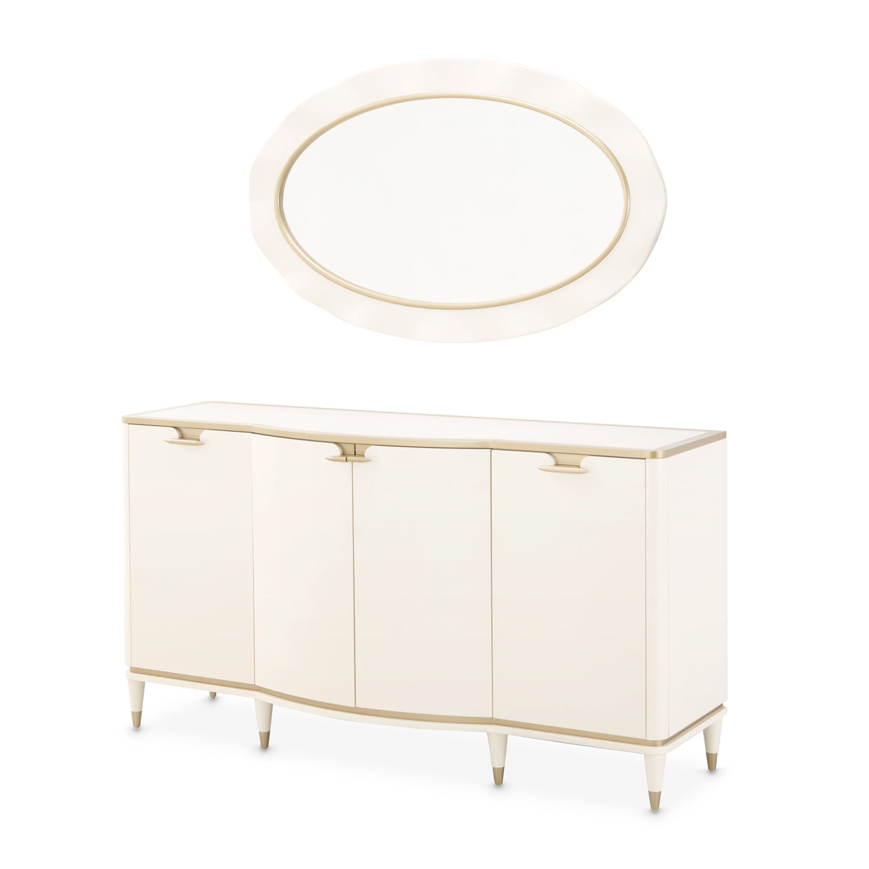La Terrazza Sideboard with Mirror - Creamy Pearl