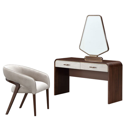 Houston Vanity with Mirror & Chair - Walnut