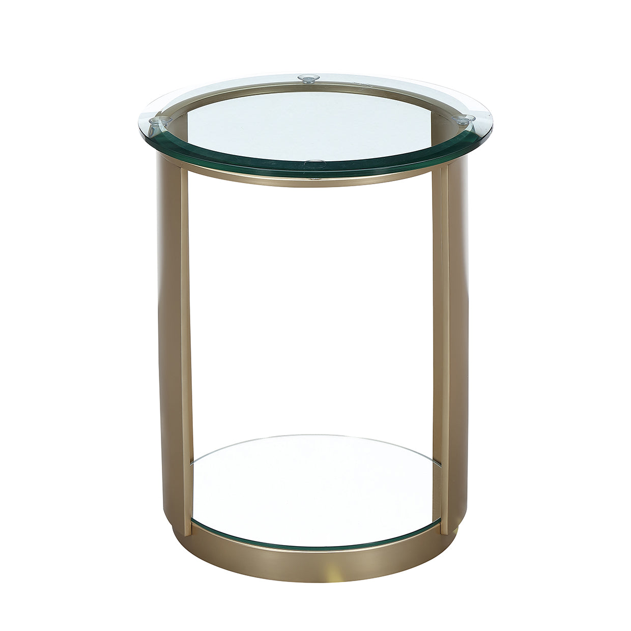 Houston Round Chairside Table - Brushed Gold