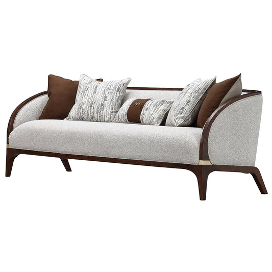 Houston BouclÃ© Sofa - Pebble/Walnut