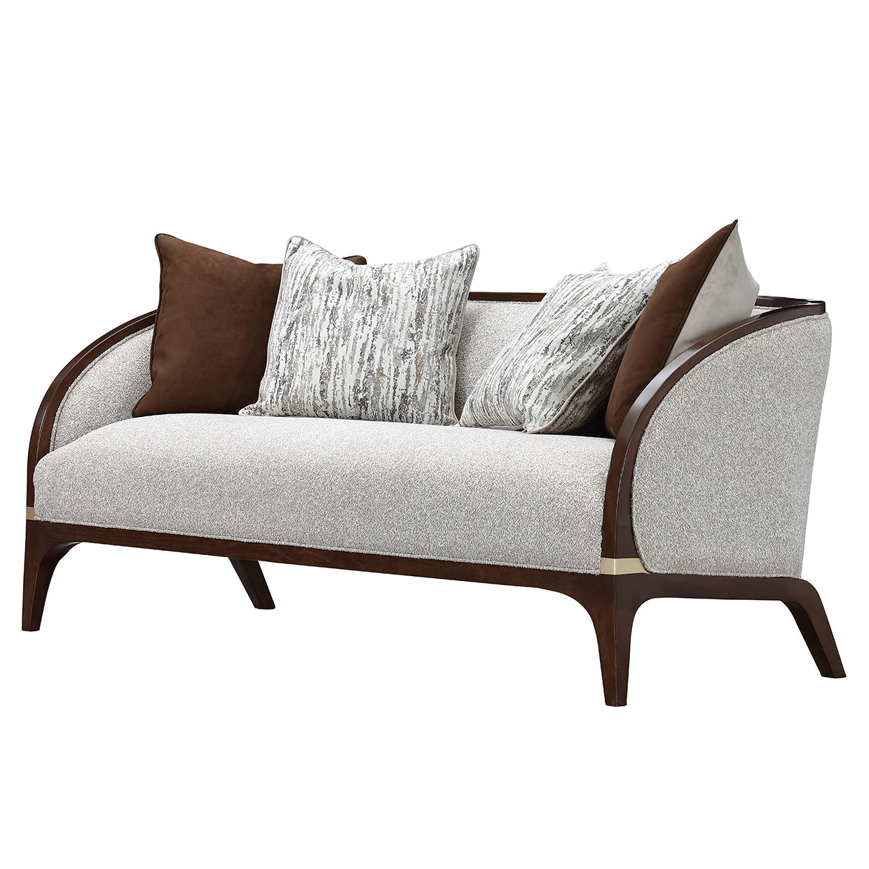 Houston BouclÃ© Loveseat - Pebble/Walnut