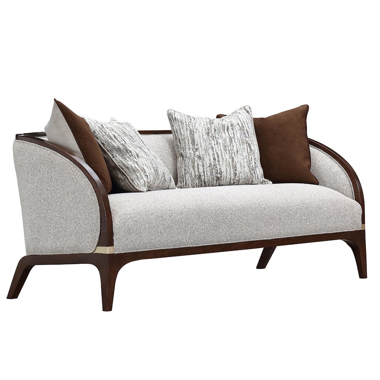Houston BouclÃ© Loveseat - Pebble/Walnut